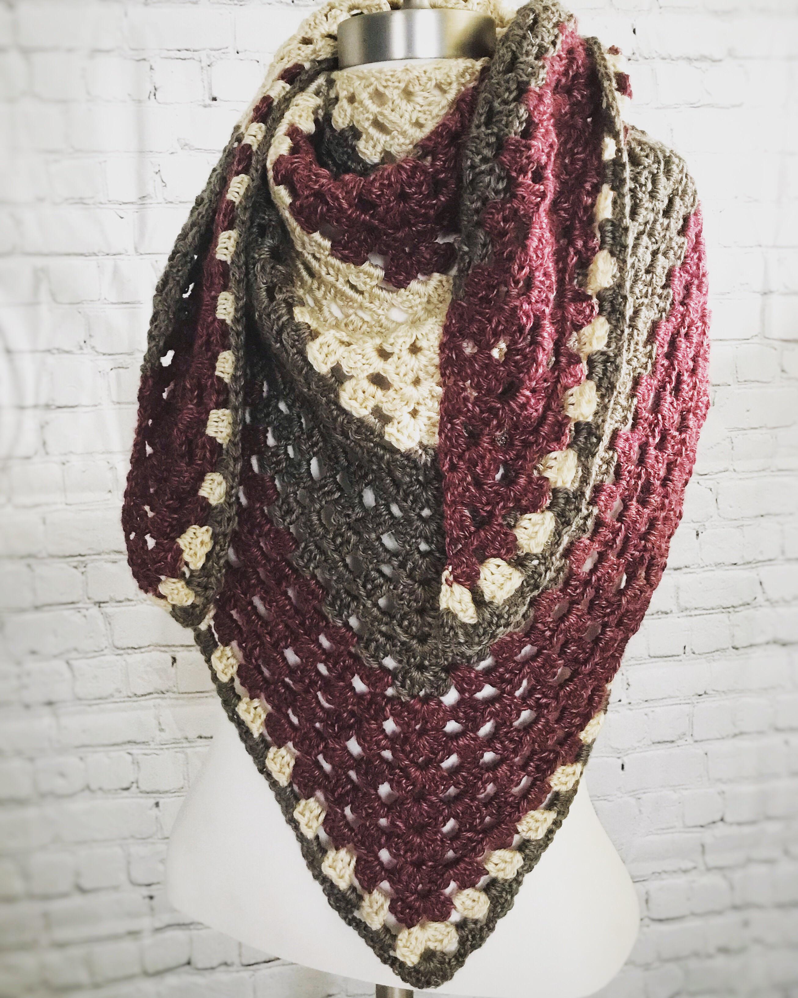 Triangle Scarf lionbrand heartland yarn granny triangle crochet