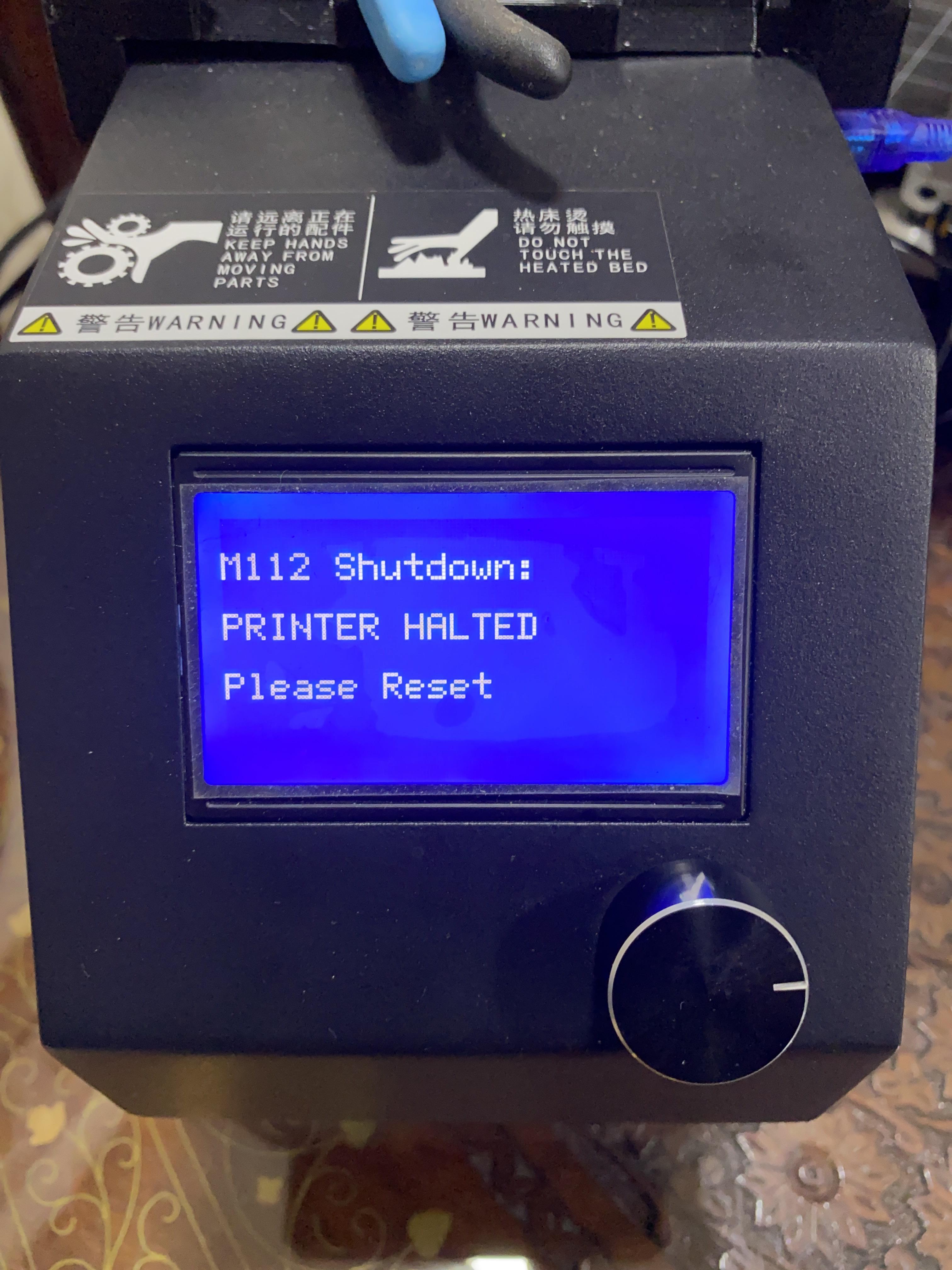 M112 Printer Halted error everytime after it finishes heating up and