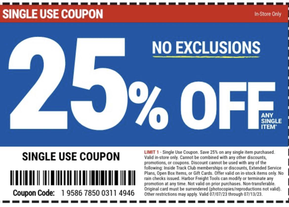 25 off coupon r/harborfreight
