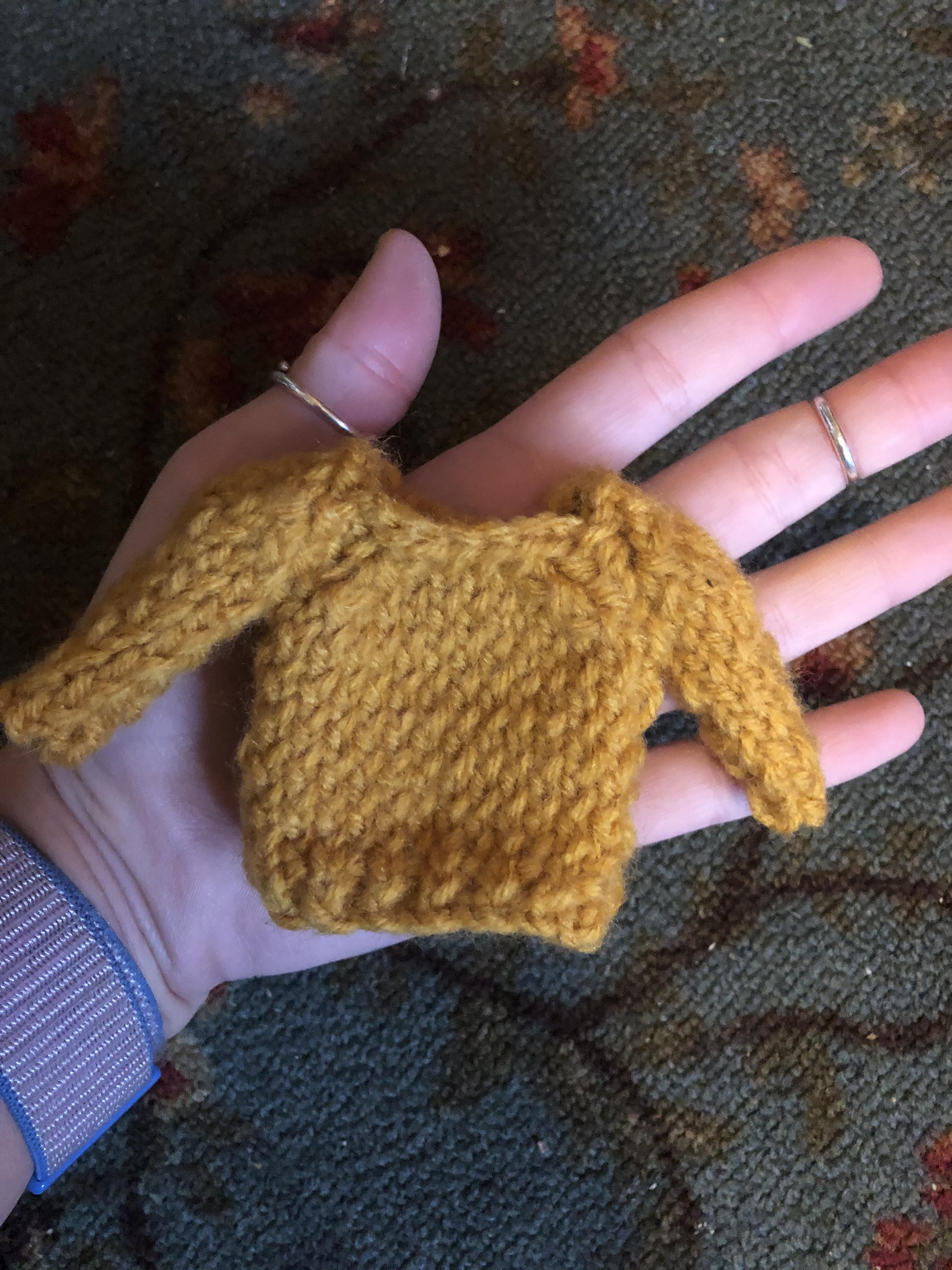 I made a very tiny sweater yesterday with yarn needles and a ball too