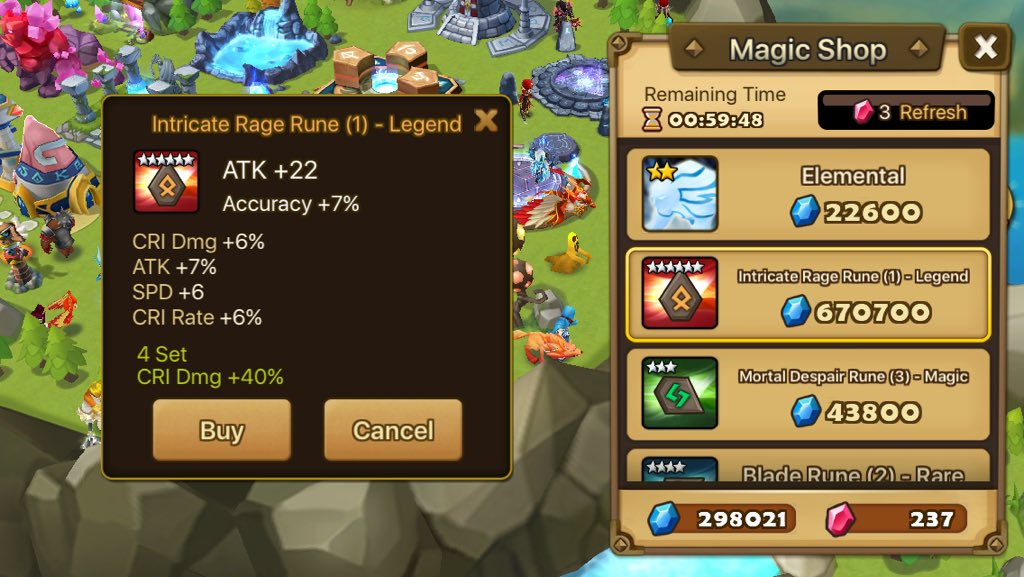 First time a 6* legendary runes appears in the shop and... NO MANA D