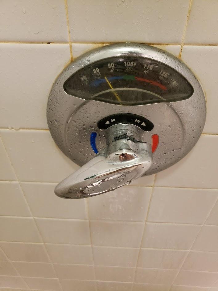 The shower at my gym has a thermostat that tells you what temperature