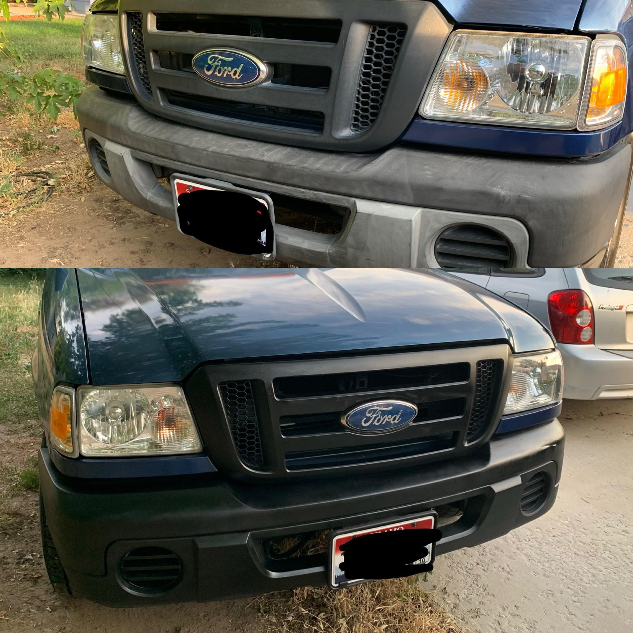 Before and after with some 5ish trim and bumper paint from Home Depot