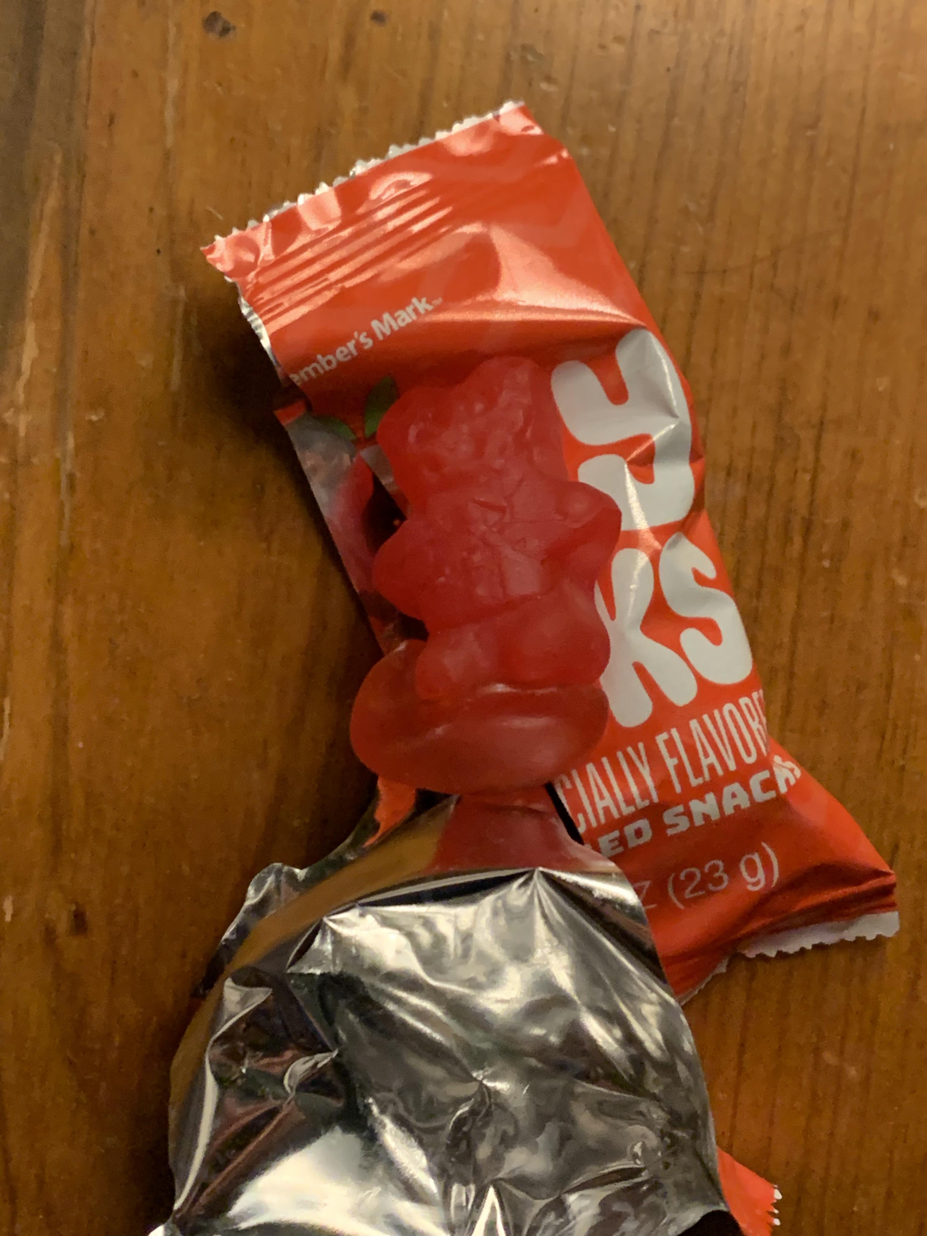 A whole giant gummy bear in my Sam’s Club fruit snacks r