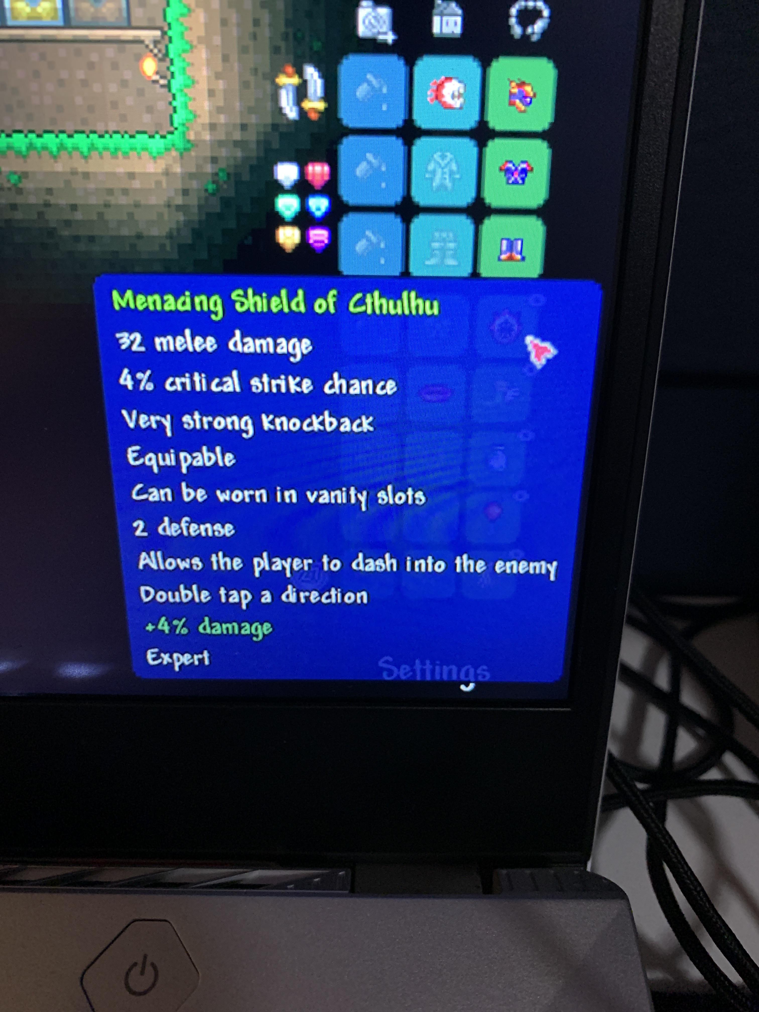 just beat eye of cthulhu and got the treasure bag. got a nice shield