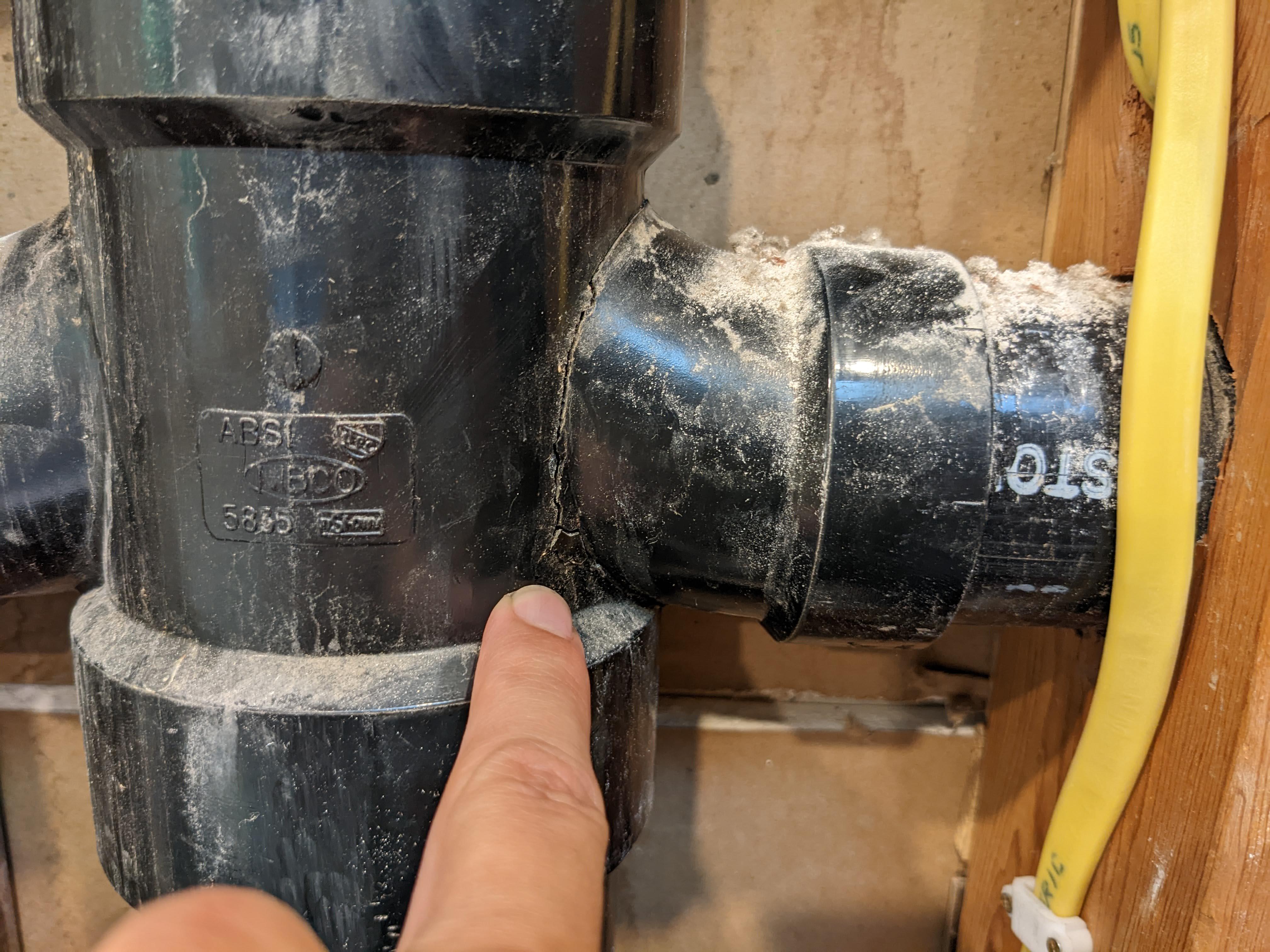 Cracked doubletee ABS in vent stack epoxy putty, replace, or