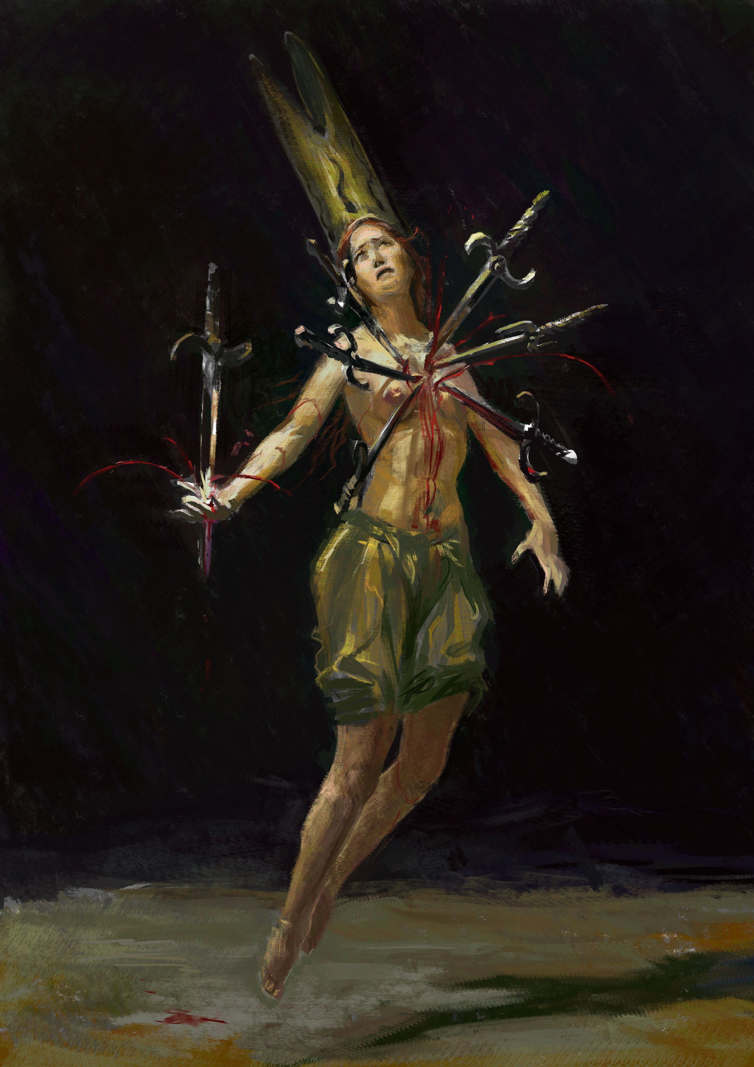 Lady Of The Six Sorrows from Blasphemous, in the style of the games