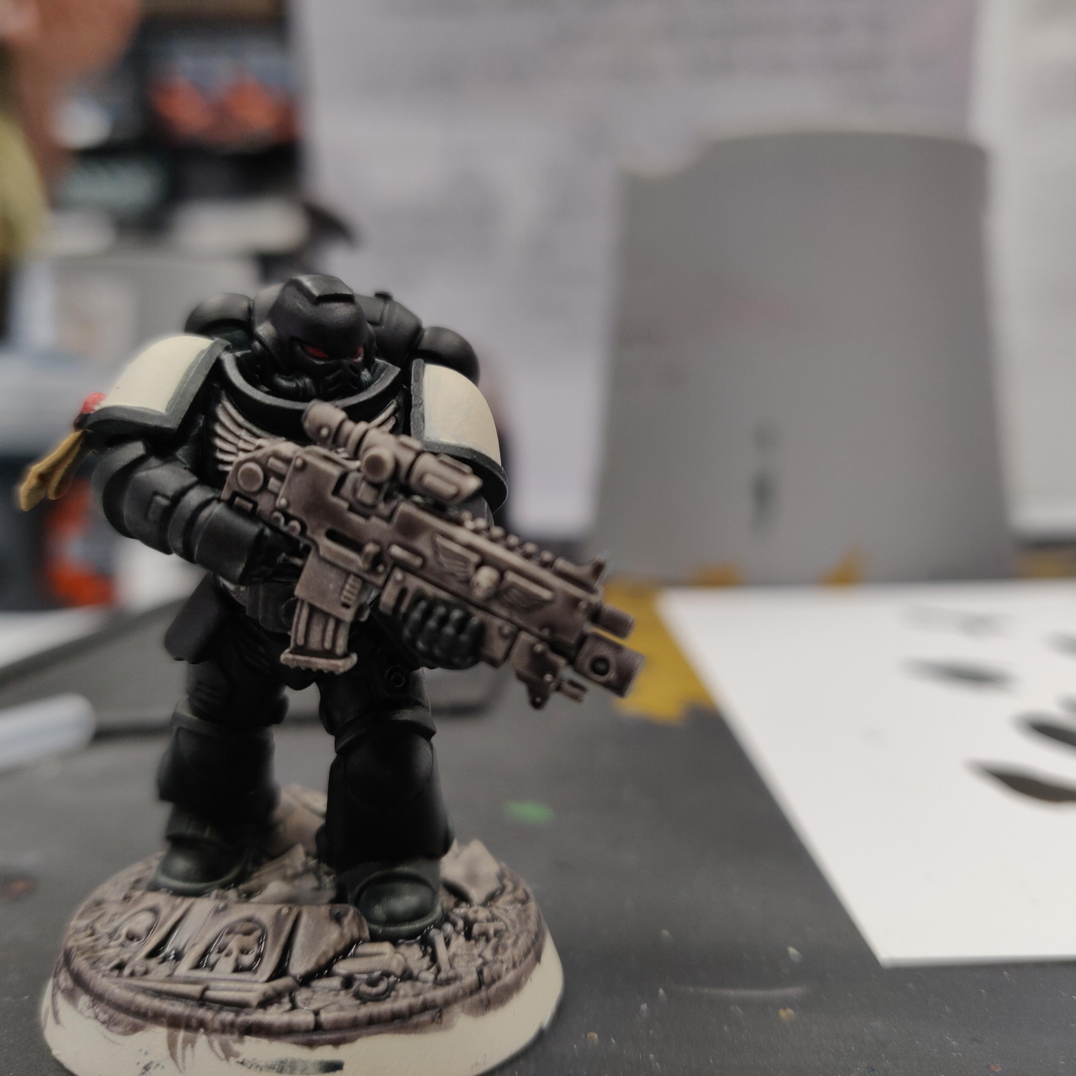 Contrast black Templar (two coats of black) took me about 30 minutes