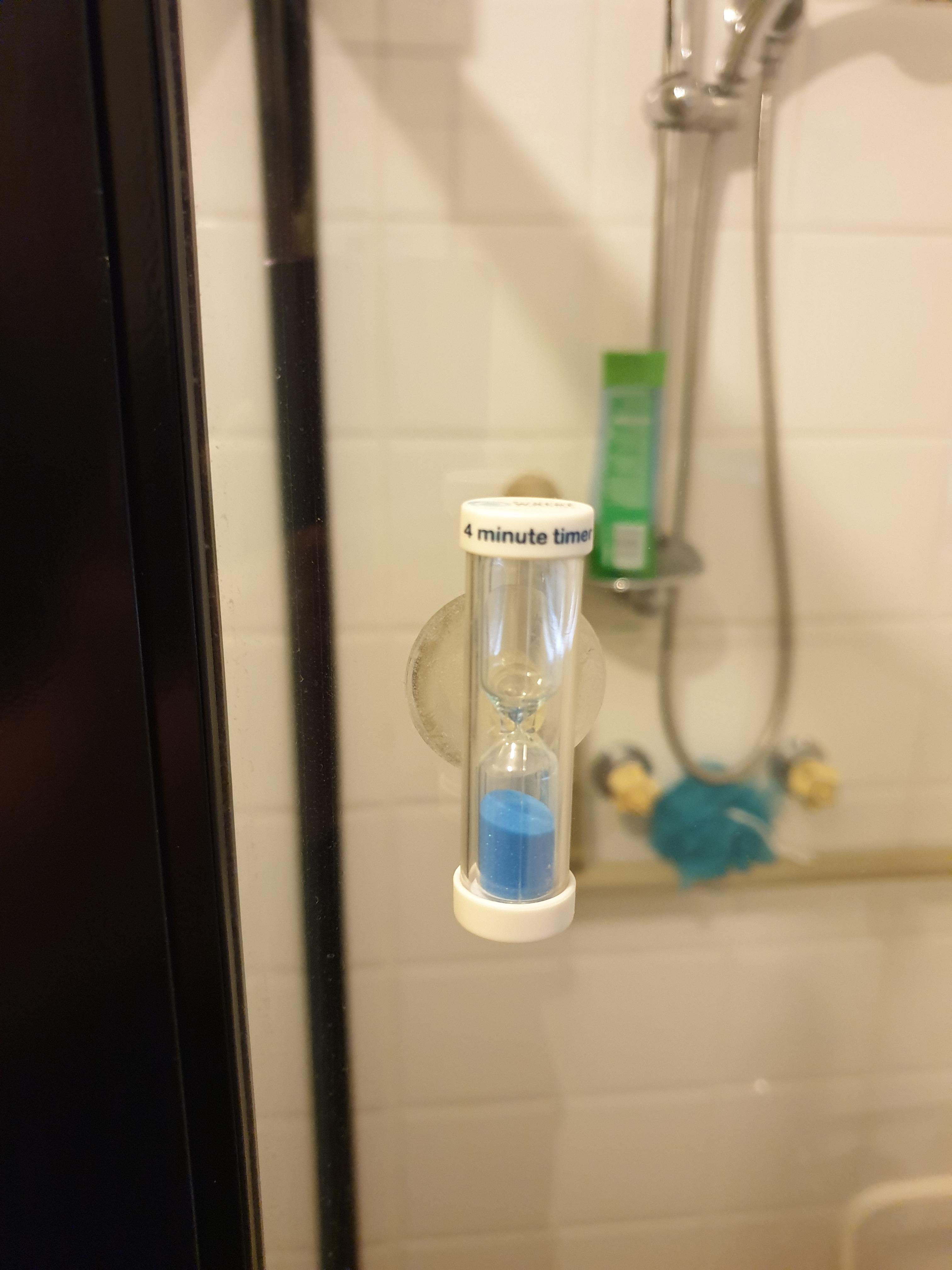 I'm ready for the water restrictions. Govt issue shower timer at the