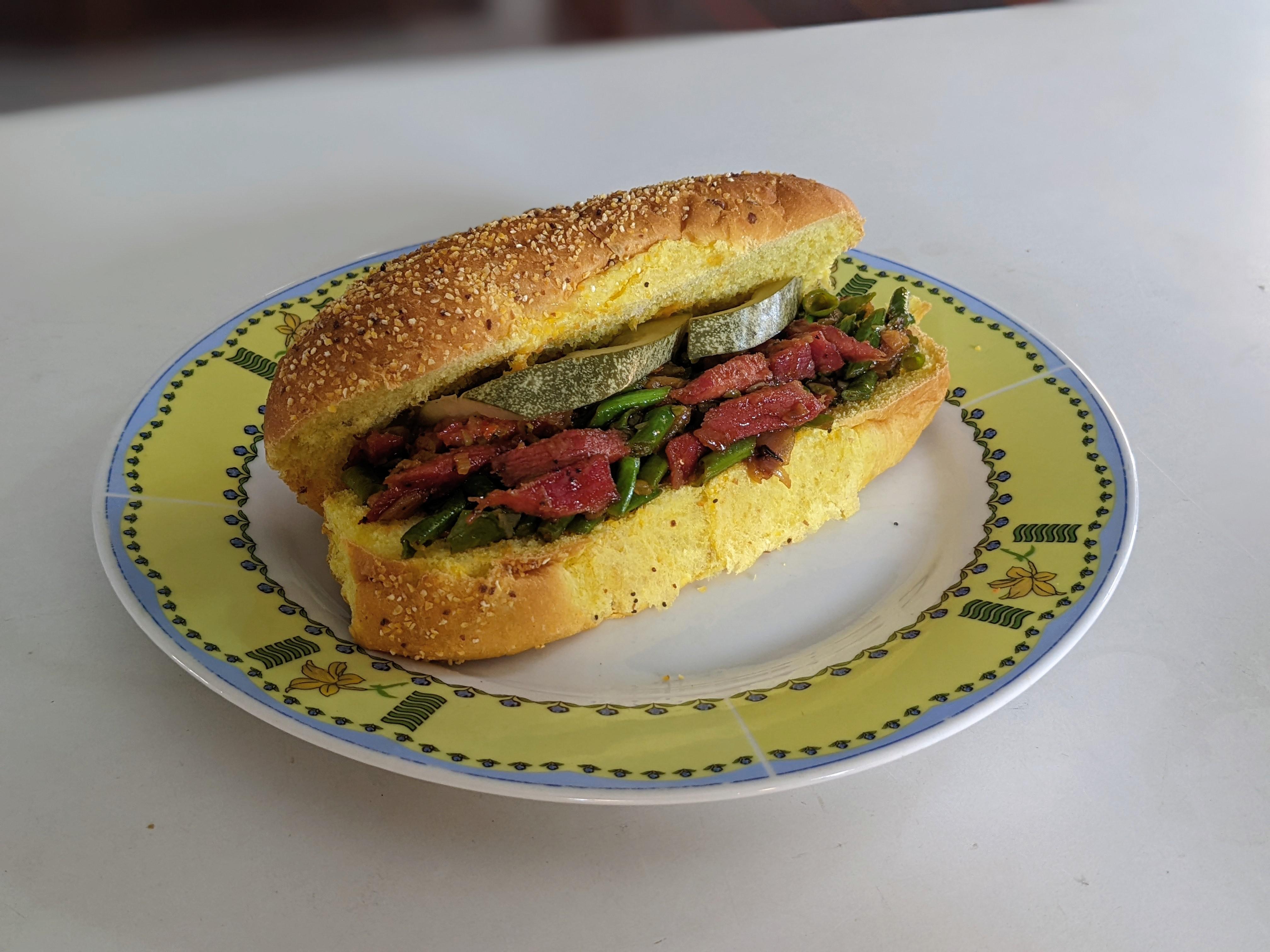 Zoutvlees and long beans sandwich r/CaribbeanFood