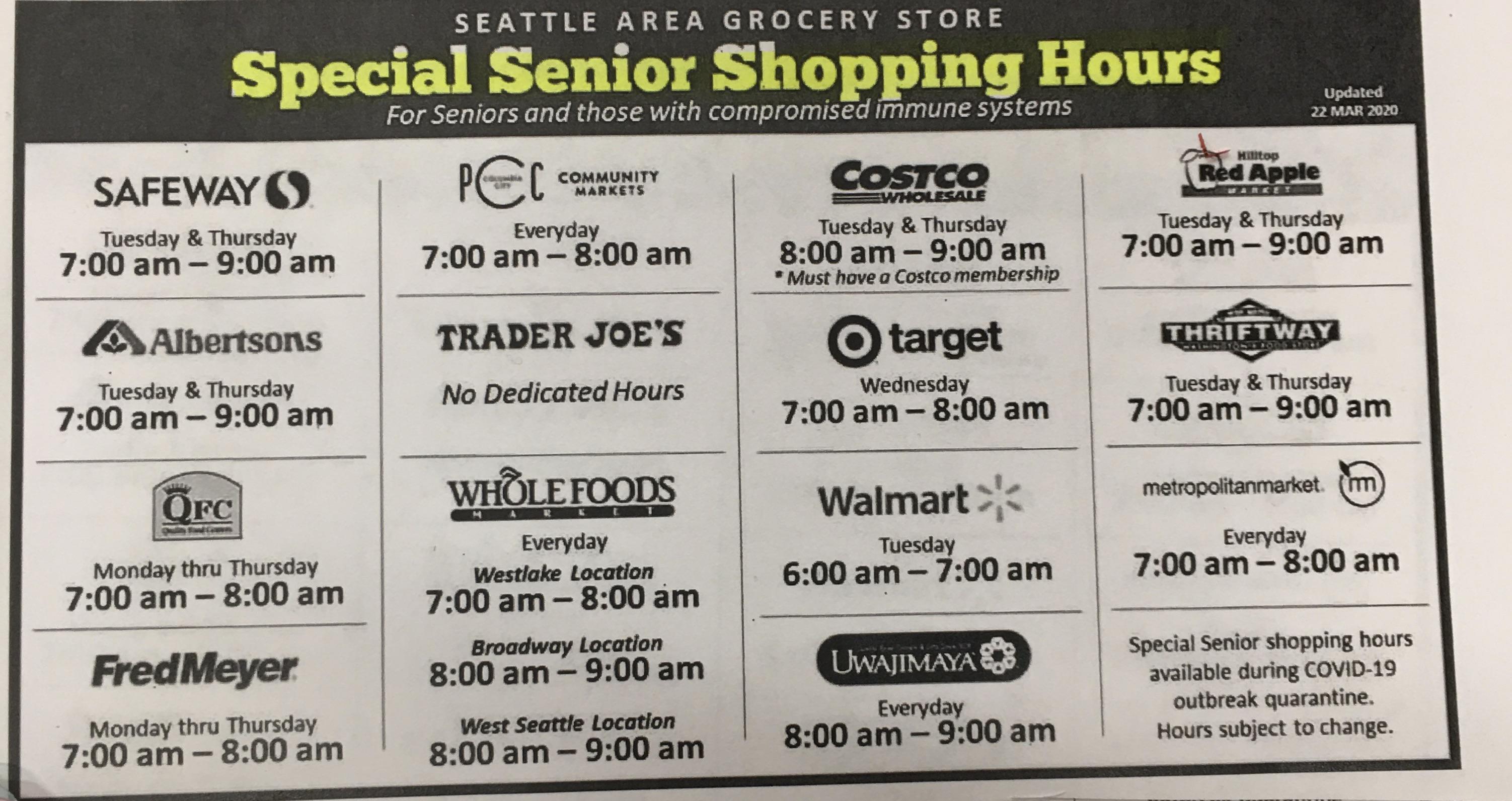 Special Senior Shopping Hours r/Seattle