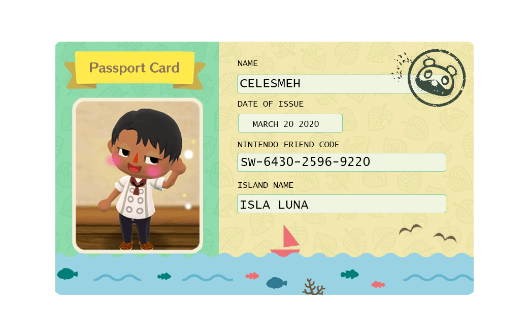 I made a passport card for animal crossing! [blank in comments] r/ac