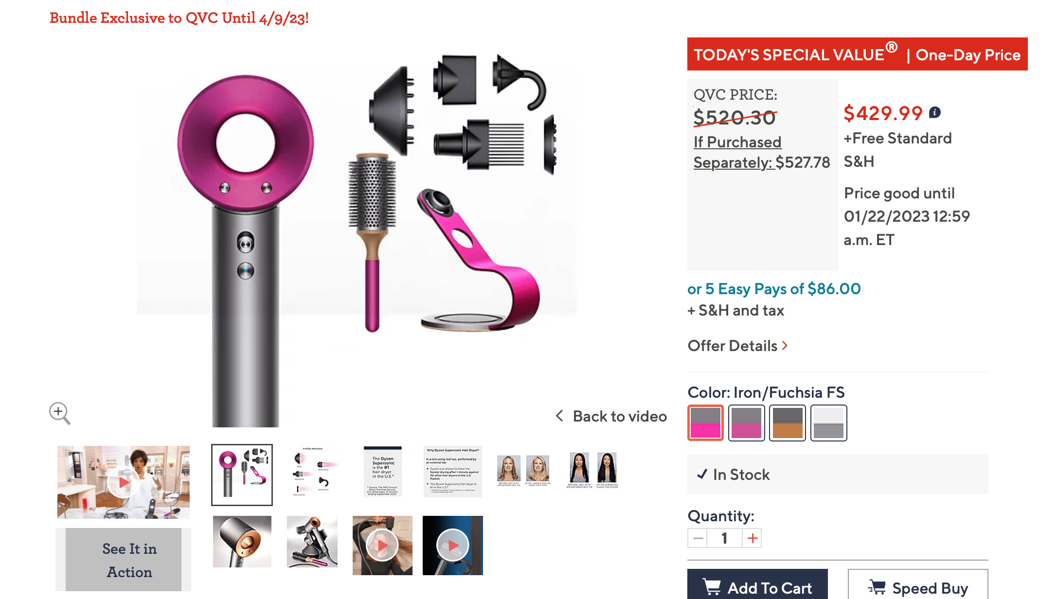 (QVC) Dyson Supersonic Hair Dryer w/Stand and Round Brush 429.99