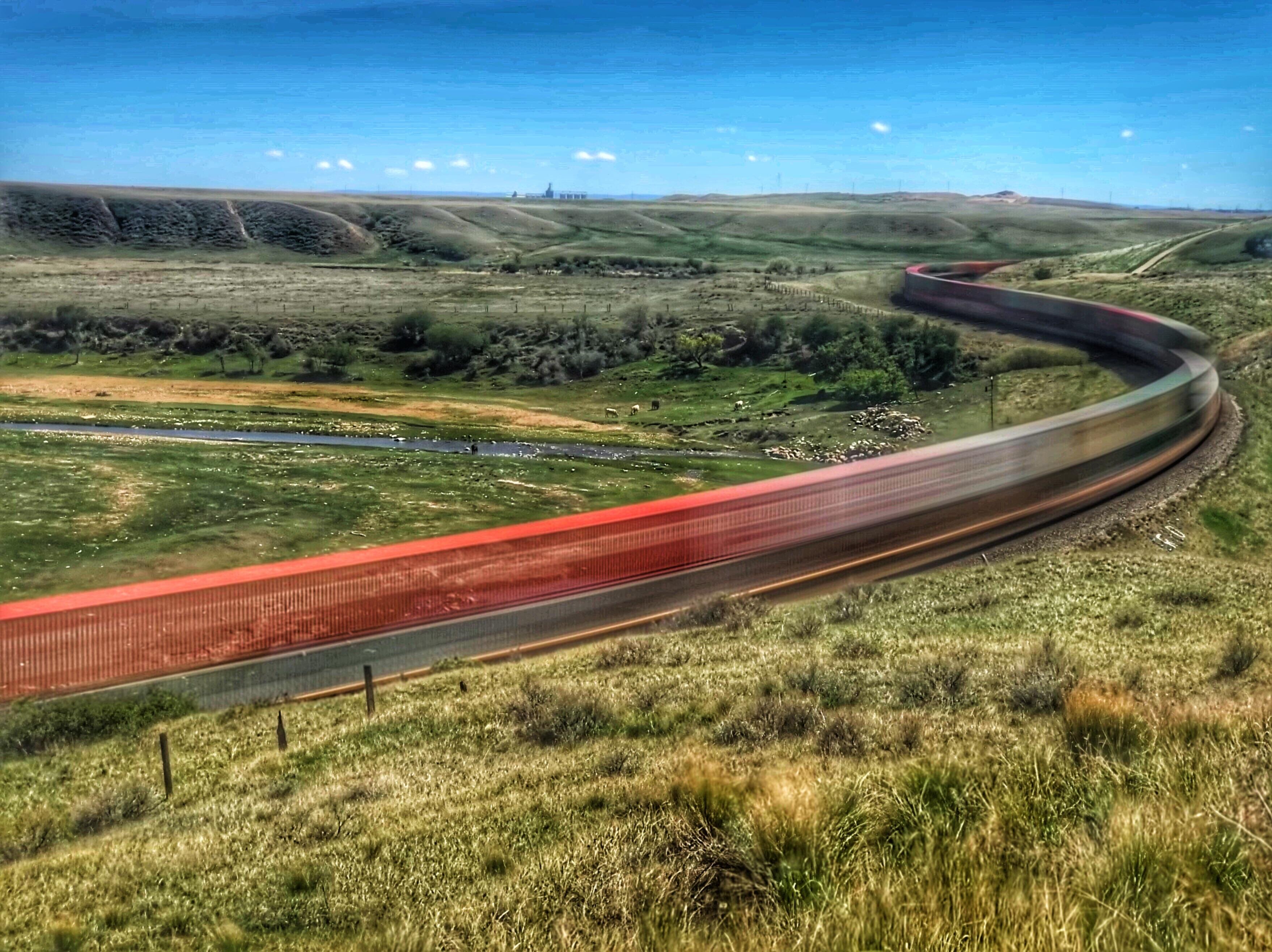 Long exposure train, Southern Alberta Canada. Also my first reddit post