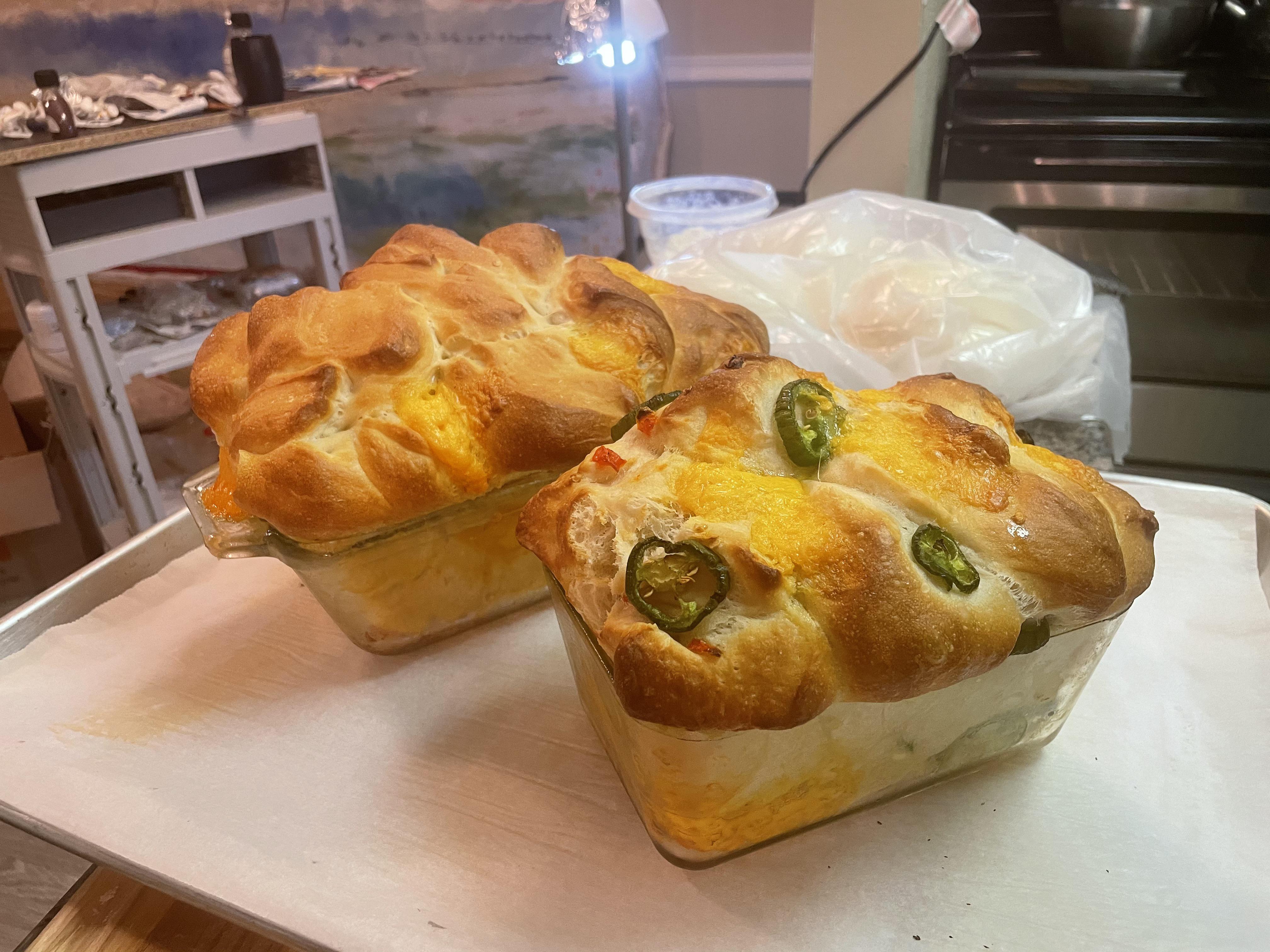 For anyone wondering what my dads cheddar jalapeño bread from yesterday
