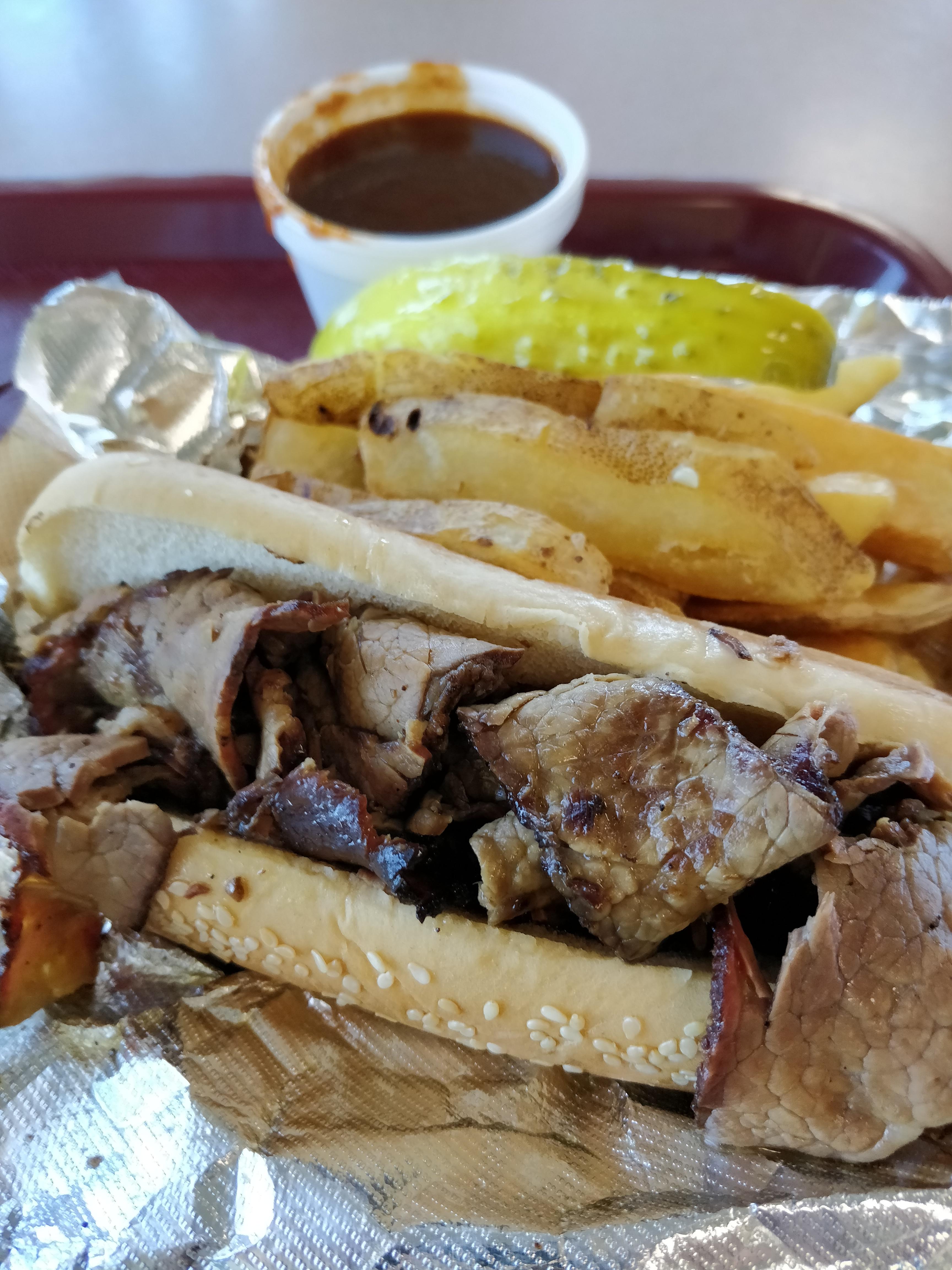 [I Ate] Beef Brisket Sandwich with hot BBQ sauce on the side r/food