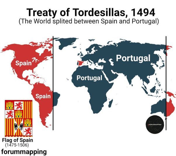 Treaty of Tordesillas r/MapPorn