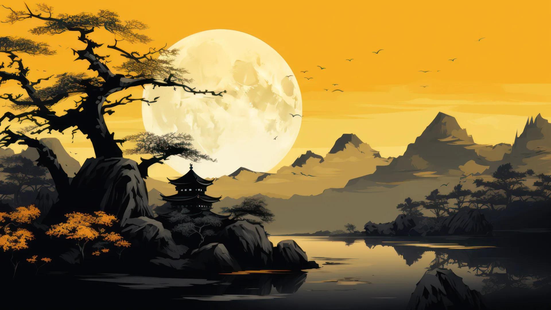 Yellow Japanese Painting [1920x1080] r/wallpaper