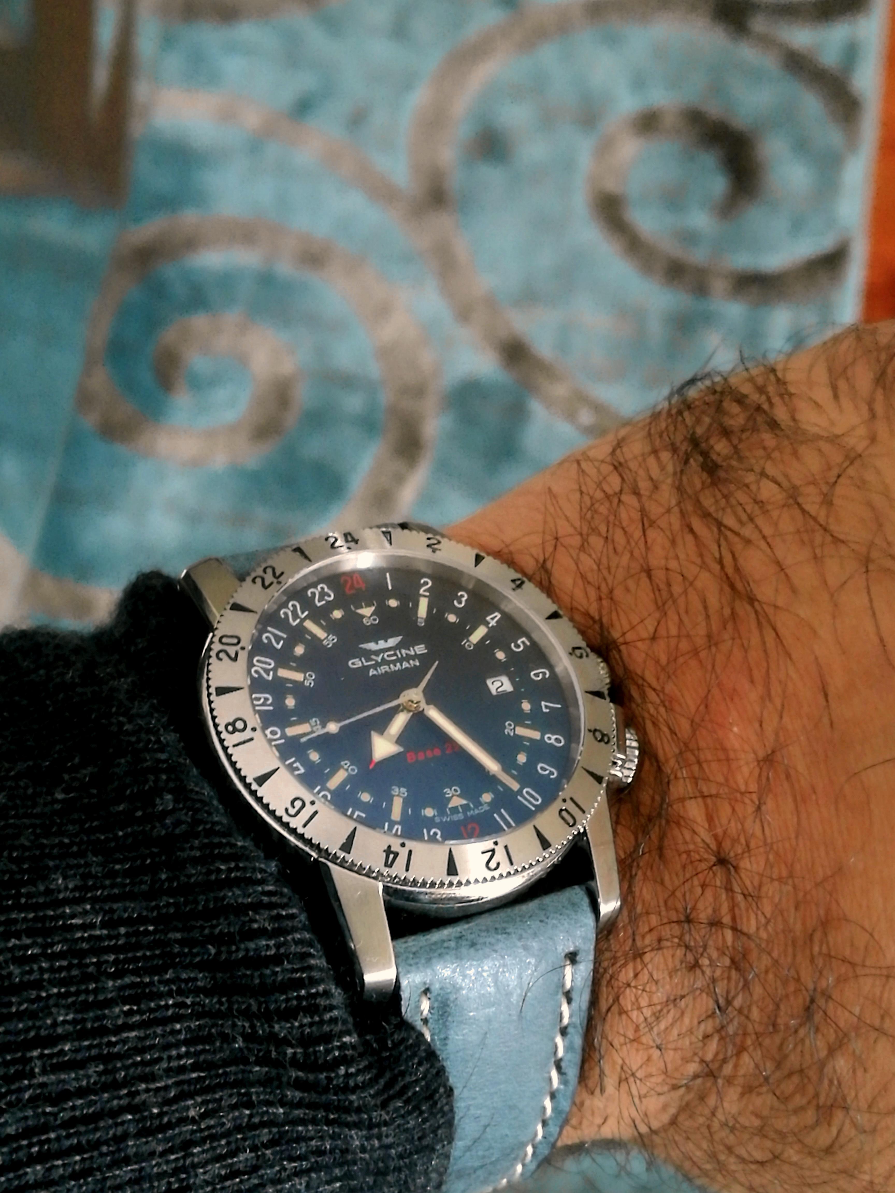 [Glycine] Glycine Airman Base 22 Purist (blue), quality Swiss pilot's