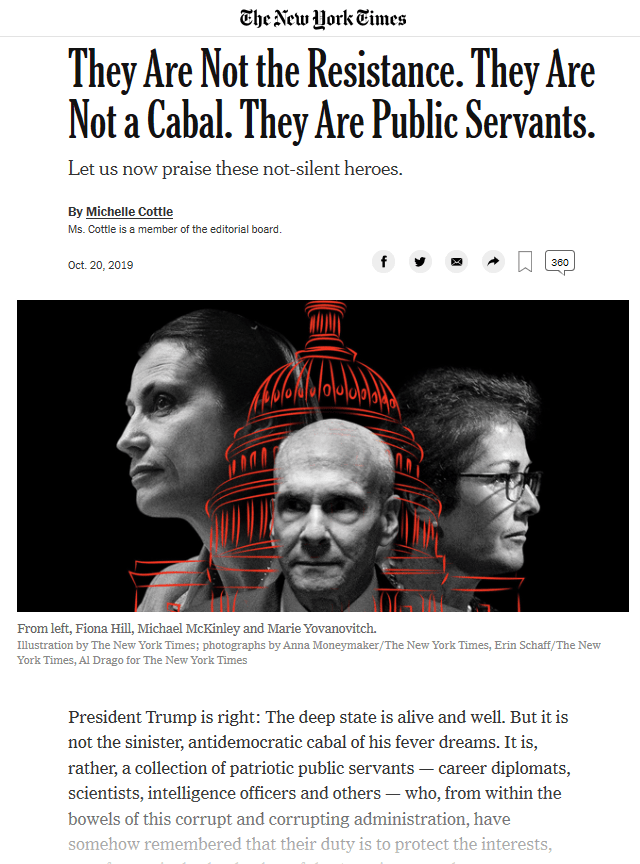 Narrative Shift NYT says deep state's actions are because they are
