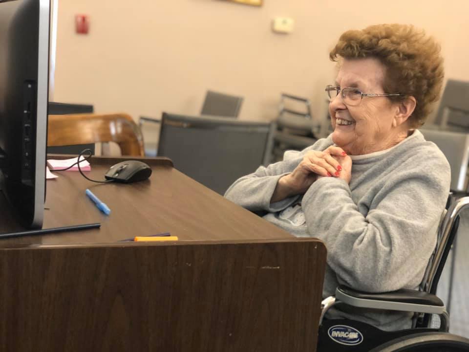 The nursing home captured us getting to Skype with my Grandma after not