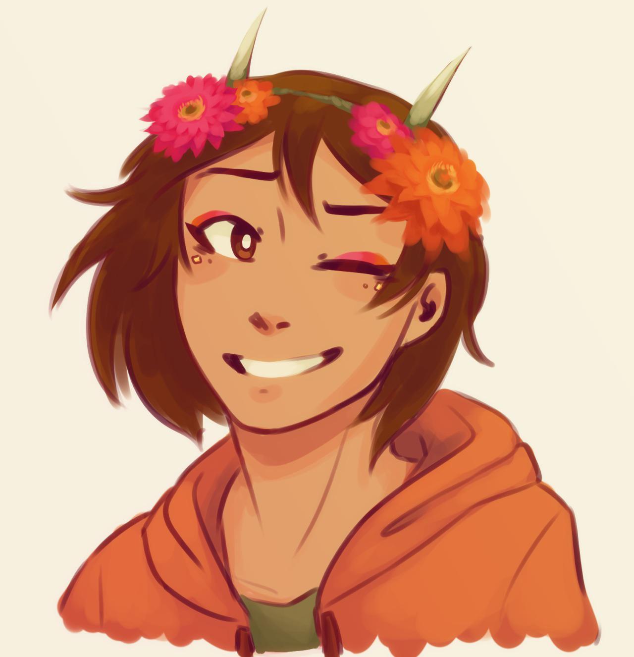 cactus flower crown? cactus flower crown. best boi. OMORI