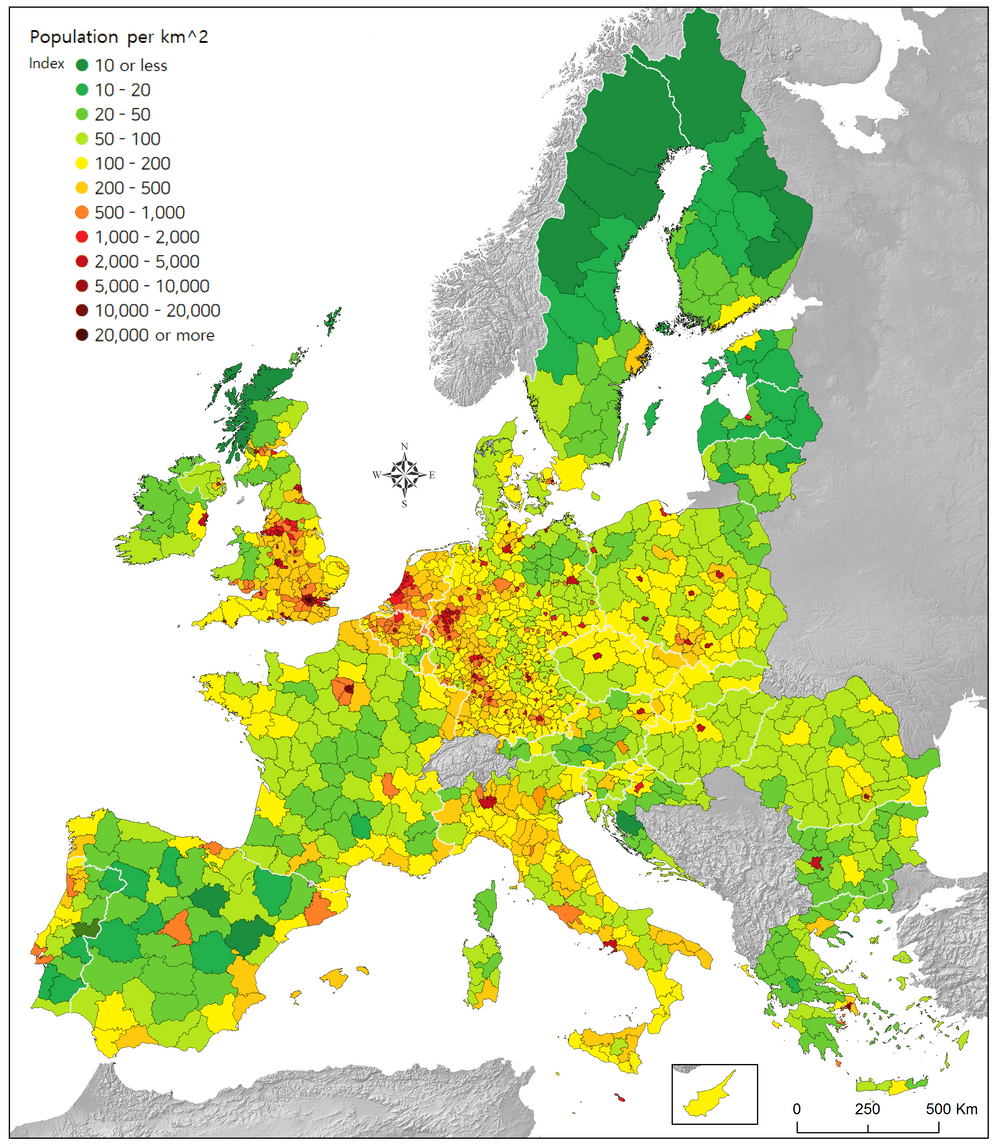 Les Défis Liés À La Carte Densité Population Europe europe population density france