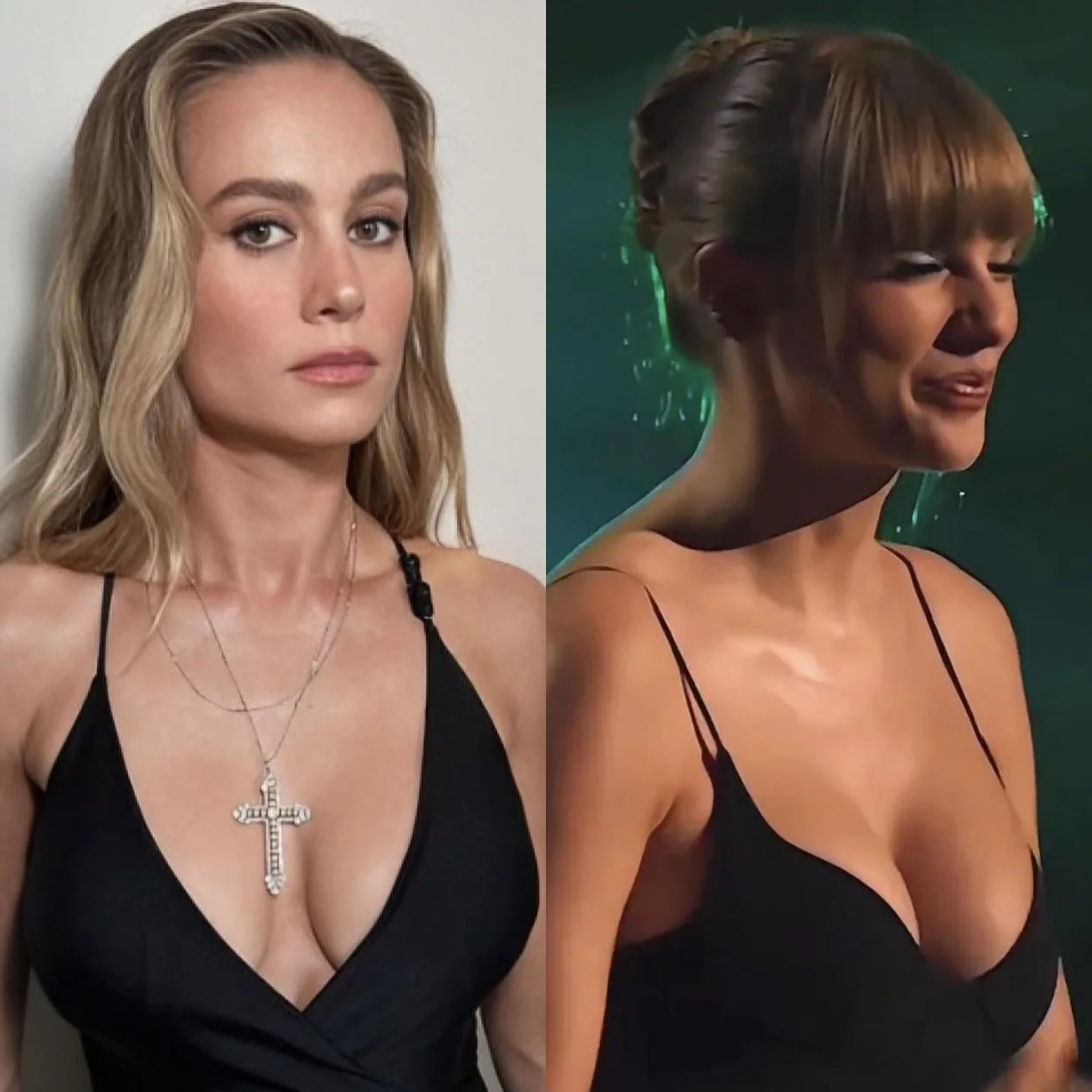 Best Boobs in Black: Brie Larson vs Taylor Swift : CelebBattles