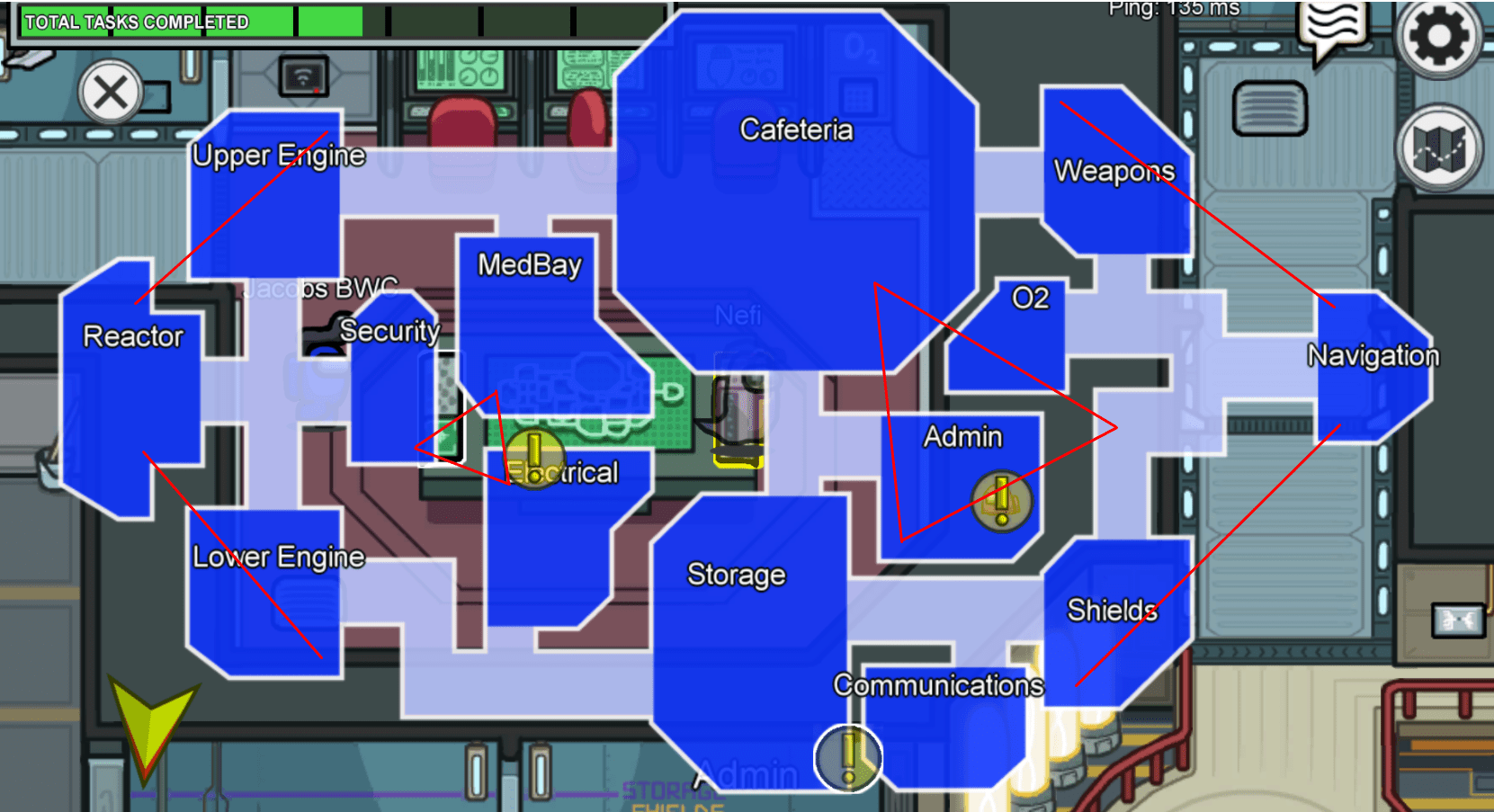 I made a map for Among us for vents on the map The Skeld for impostors