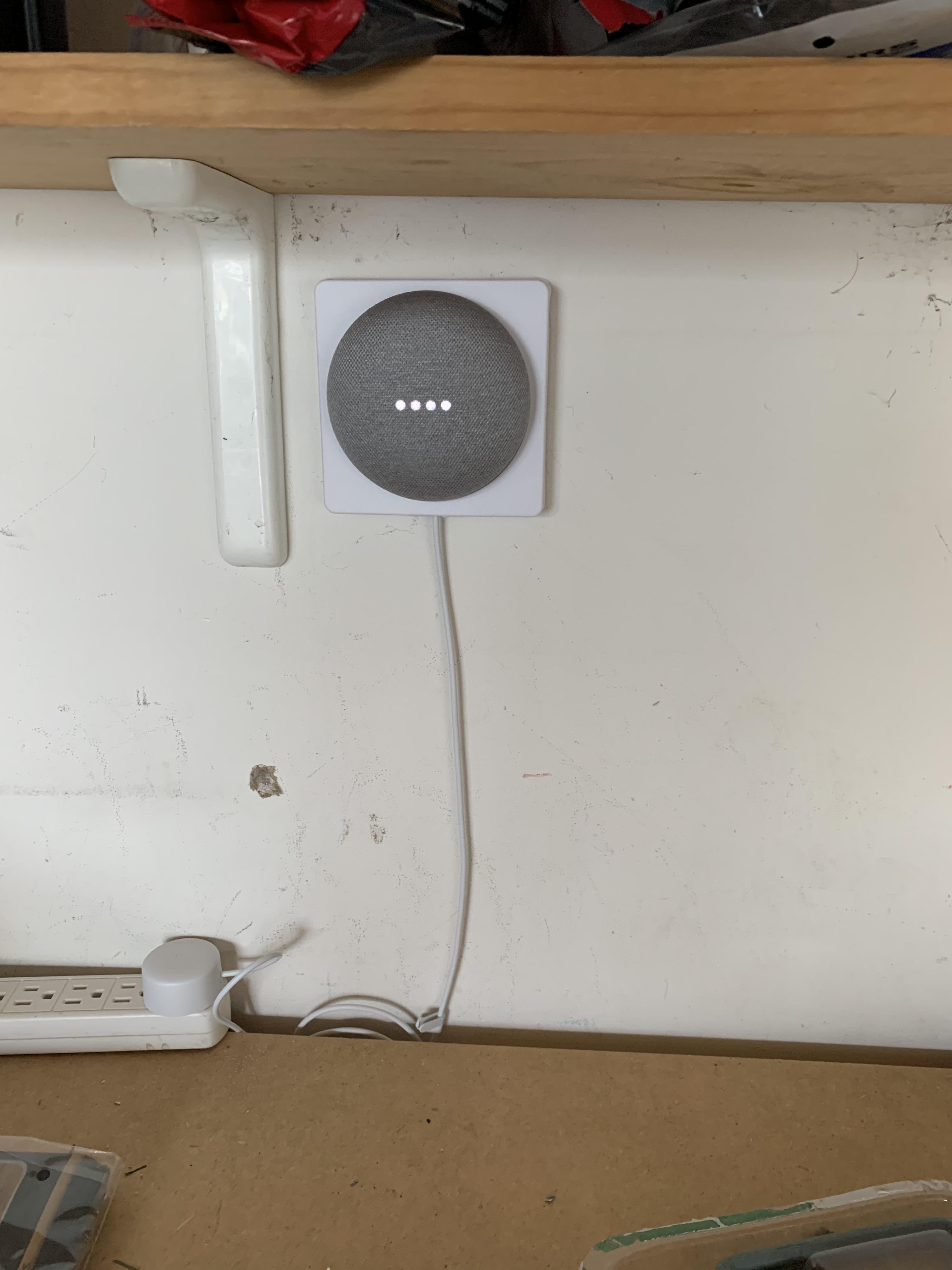 Made a google mini wall mount in my garage... with the box it came and