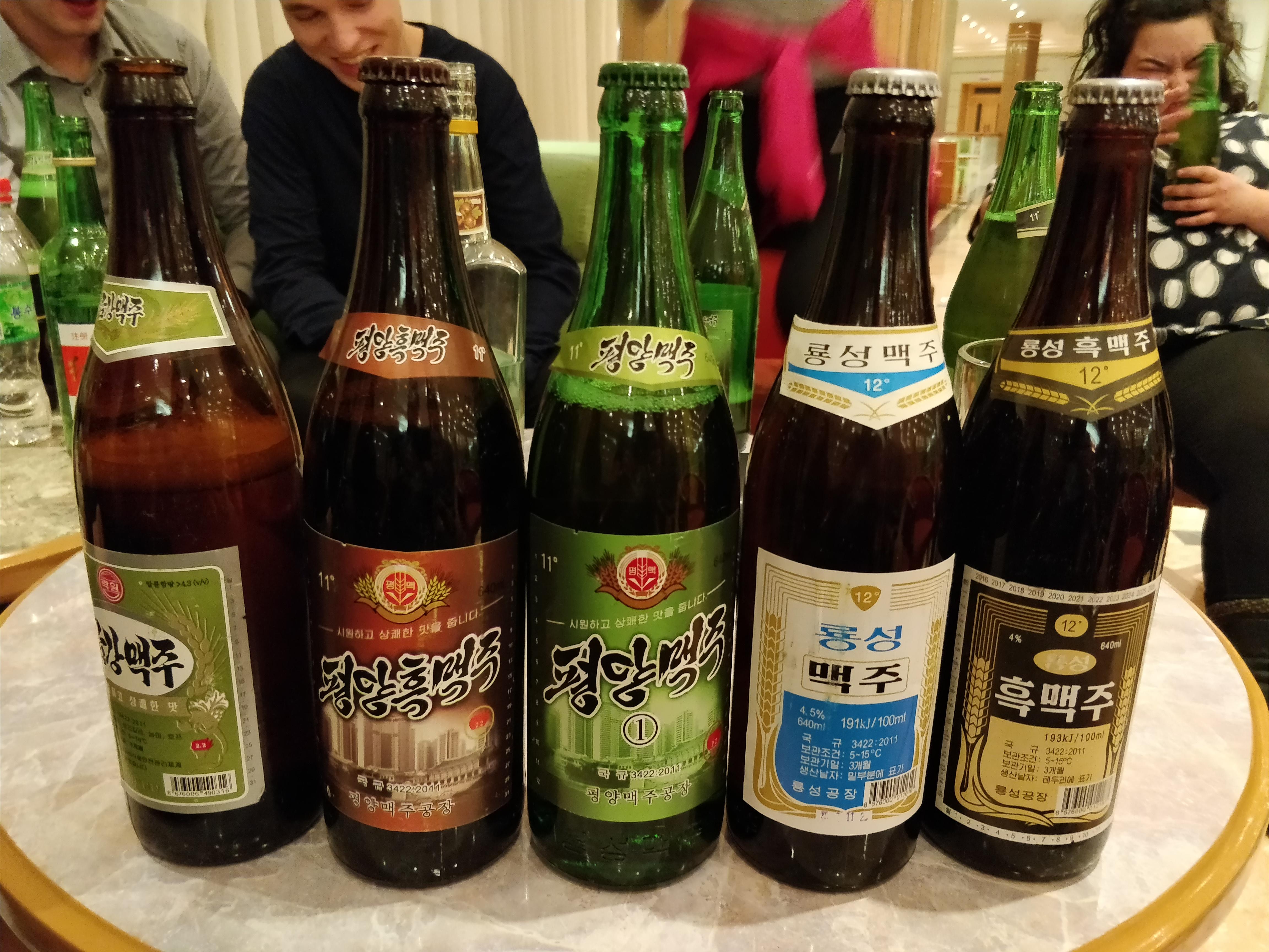 My selection of North Korean beers. They were pretty tasty. r/beerporn
