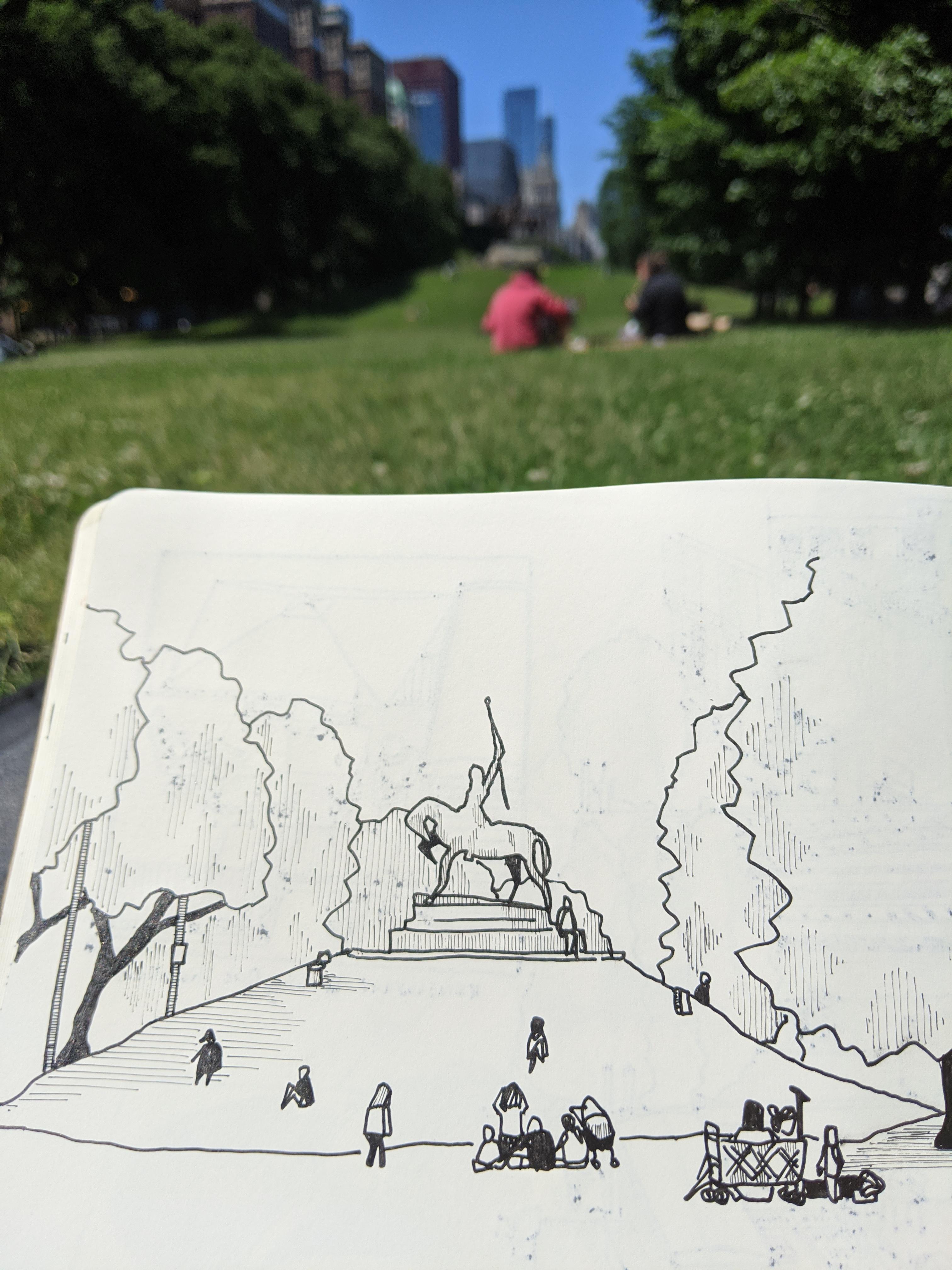 A socially distanced picnic in the park, Chicago r/drawing