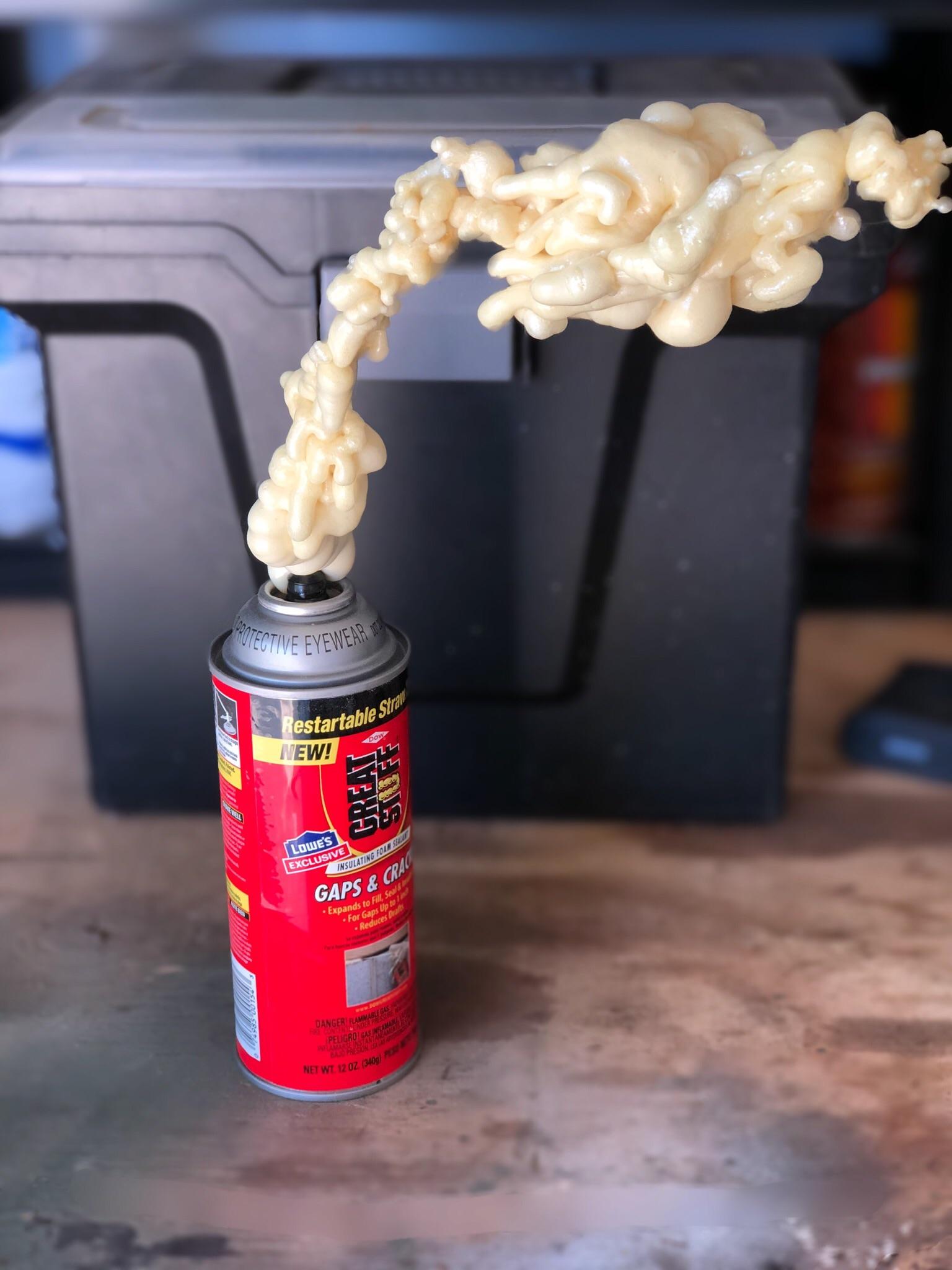 Expansion foam can had a slow leak. Went into my garage and found this
