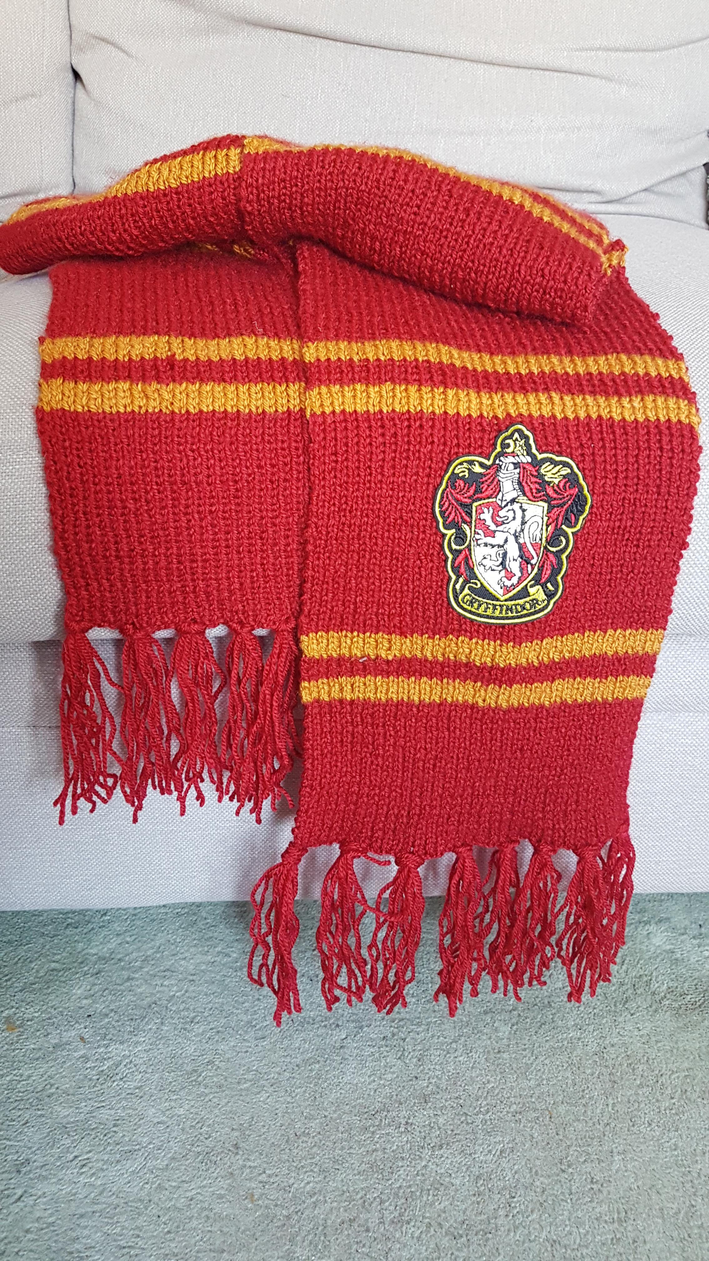 Gryffindor scarf for my colleague's son! r/knitting