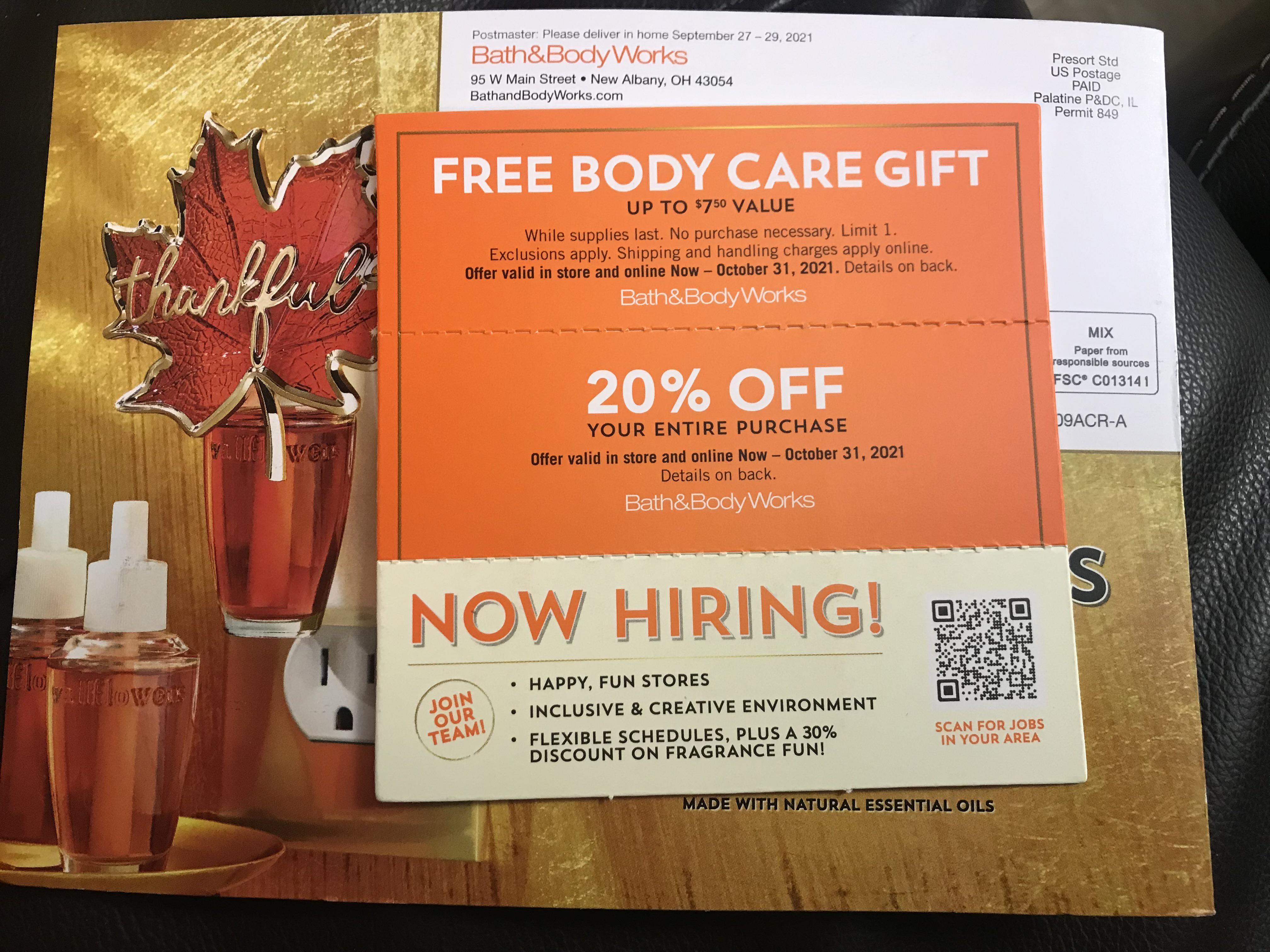 Very grateful for my first set of coupons!! r/bathandbodyworks