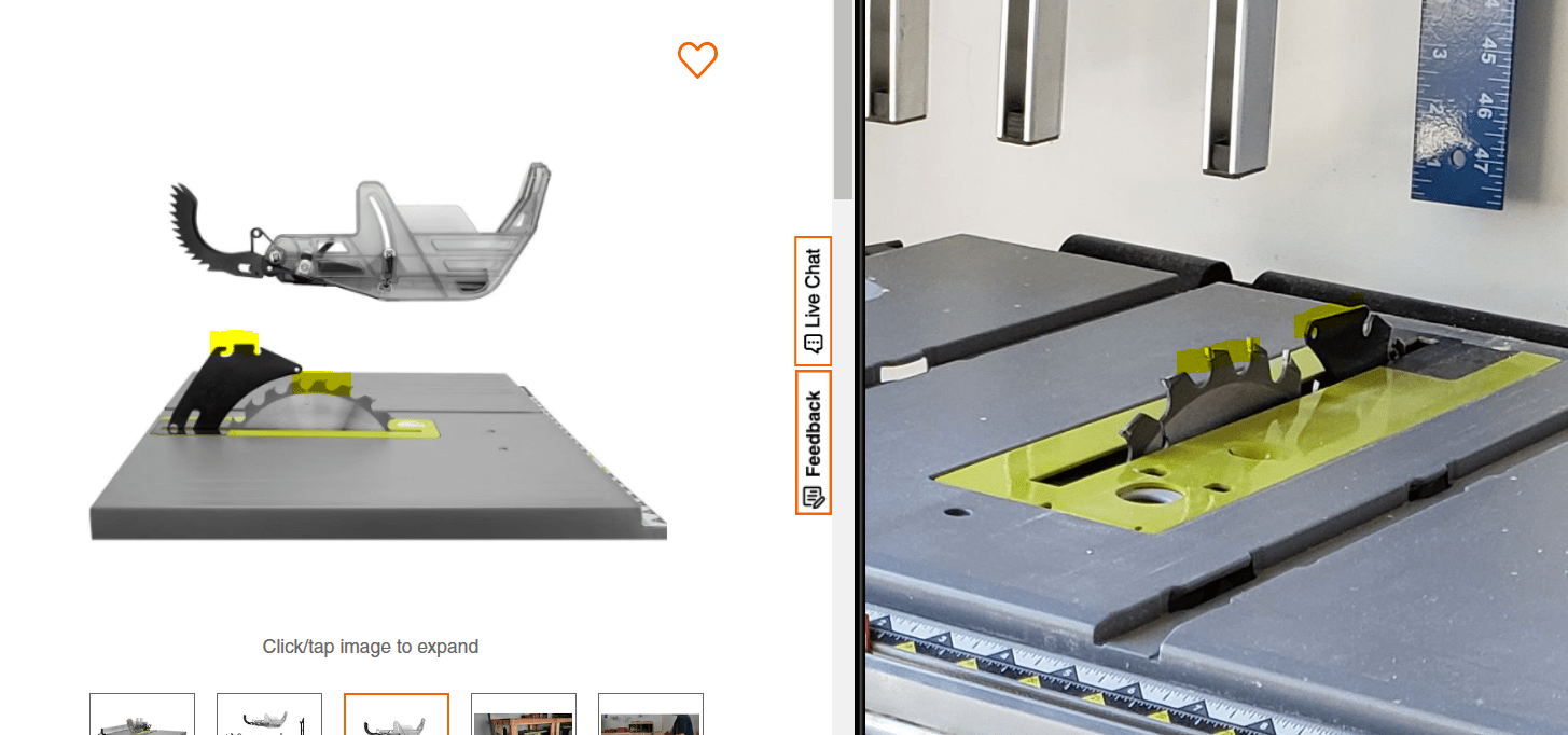 What is the correct riving knife height, for throughcutting 1/8" plexi