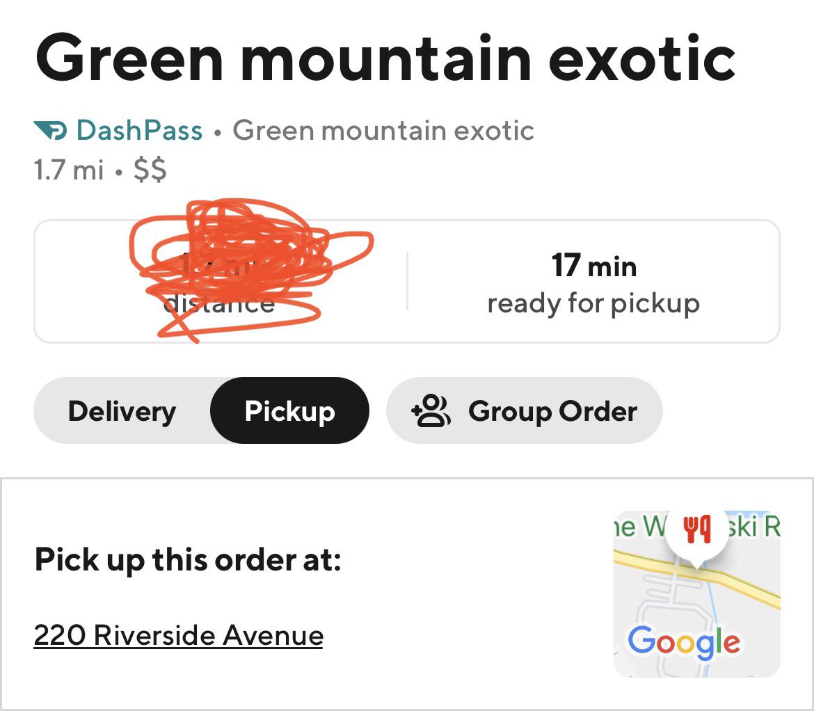 Green Mountain Exotic on Door Dash? Is this place real? Address is