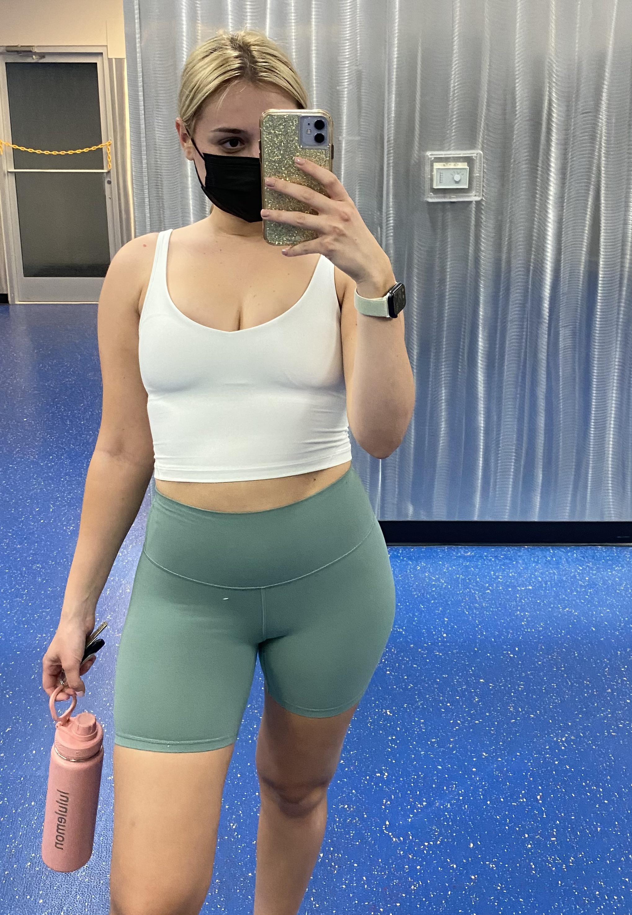 Omg I’m literally obsessed with the align top + the align biker shorts. I FEEL SO SOFT