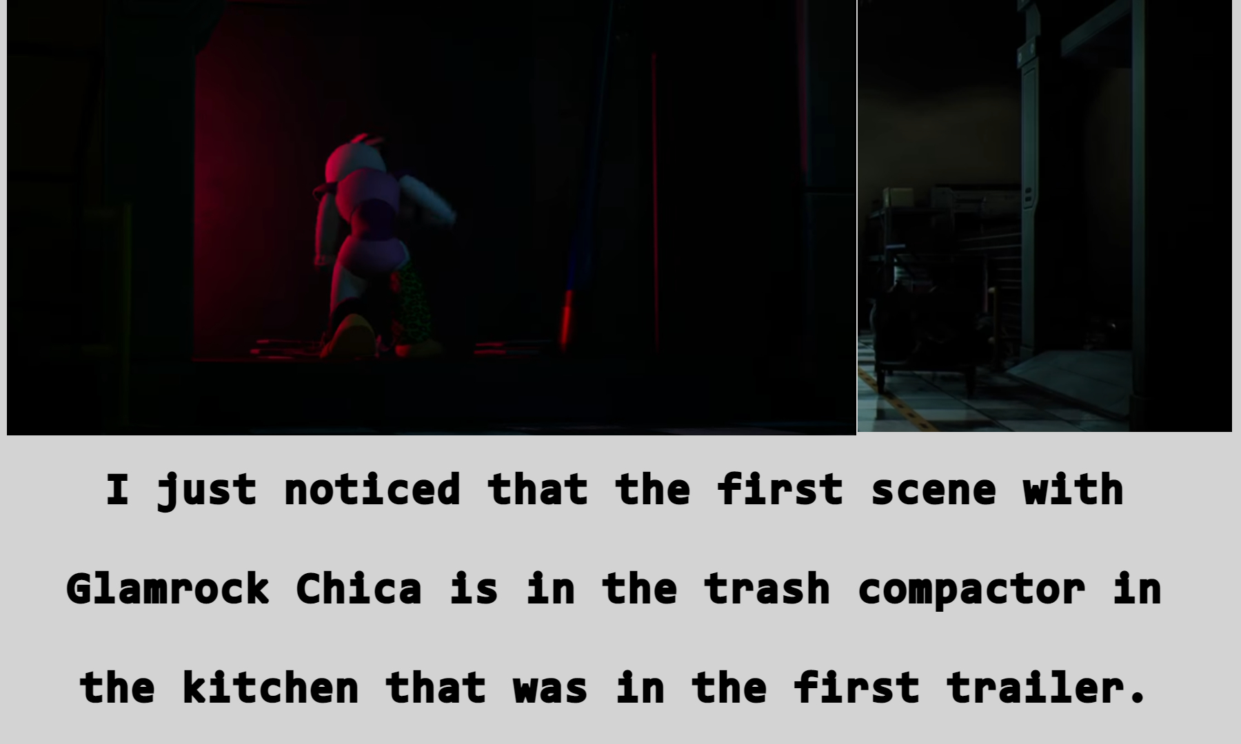 I found out that thing that crushes Glamrock Chica was the Trash Compactor from the first