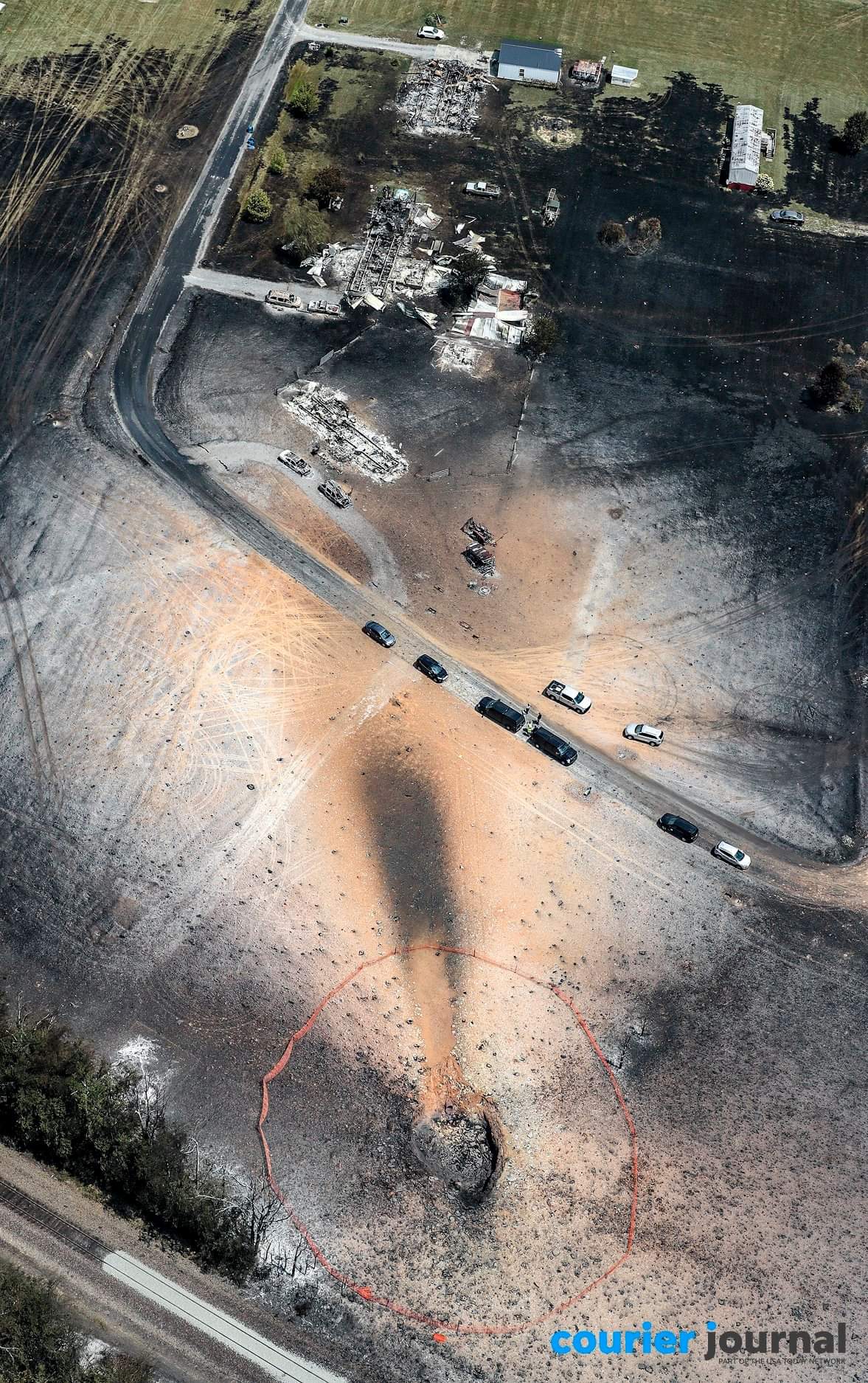 Gas line explosion in Licoln County West Virginia today. The pavement