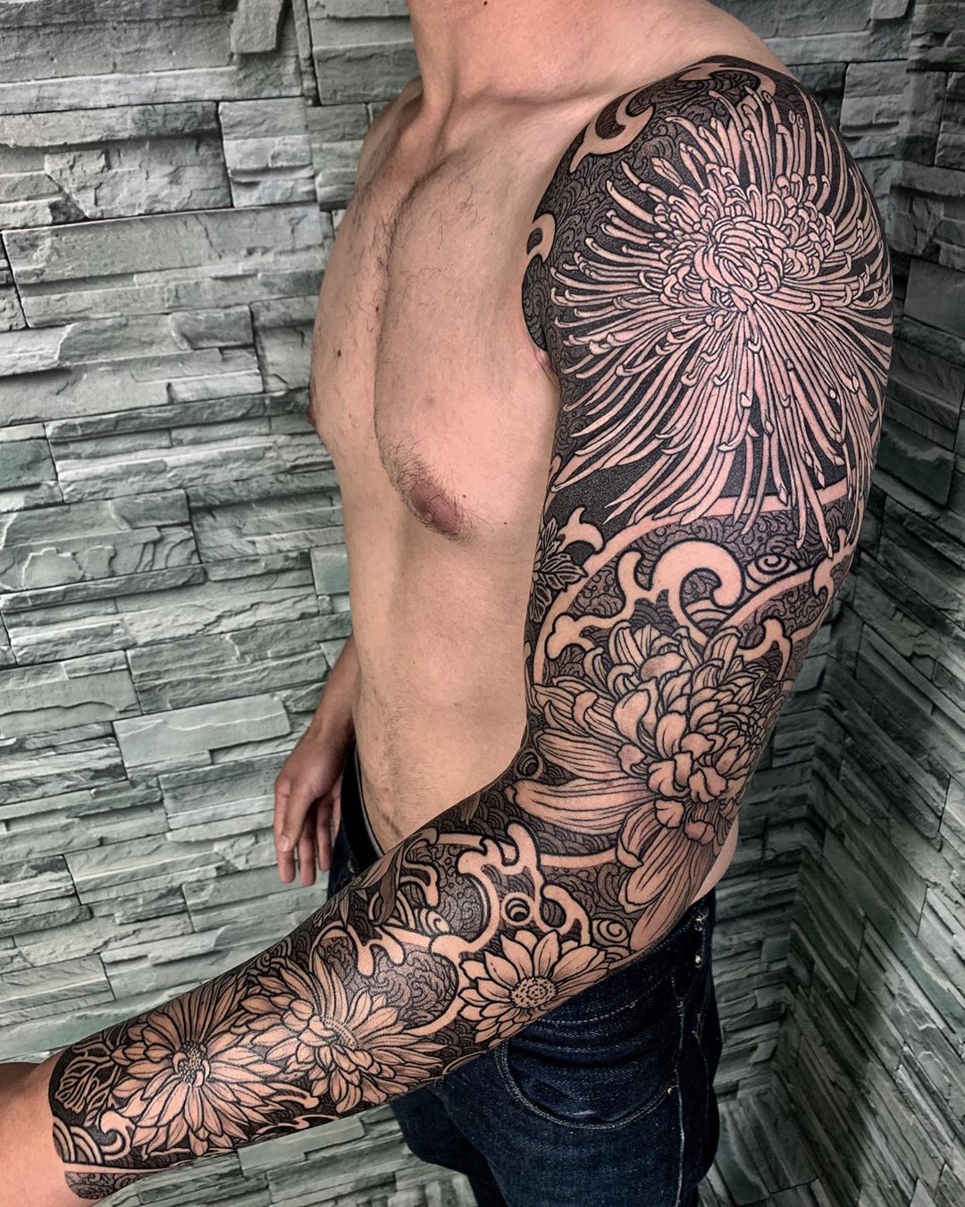 Floral/Geometric Sleeve By Nissaco done 'No Line No Gain' Osaka