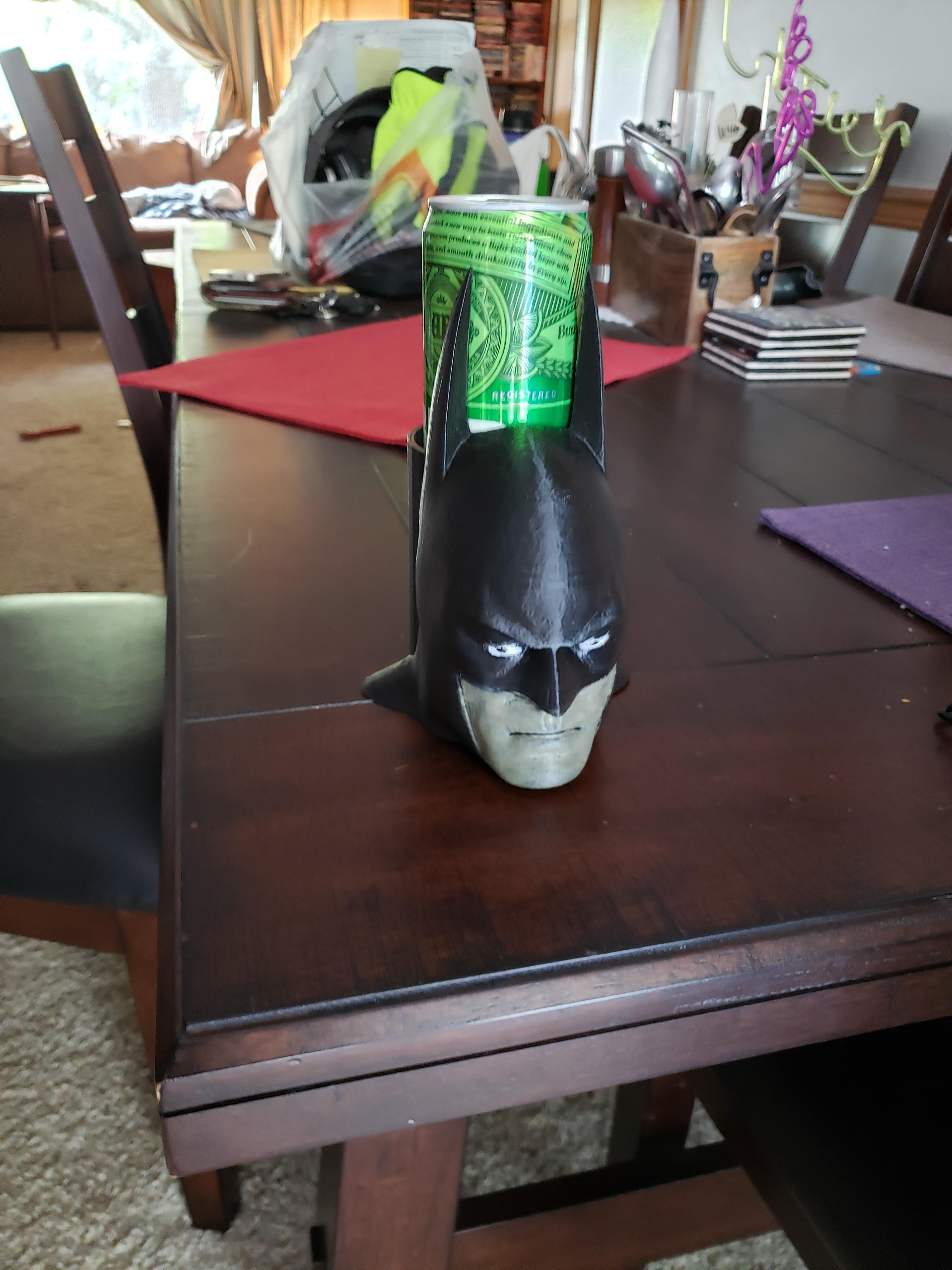 My buddy 3D printed me this sweet koozie! r/batman