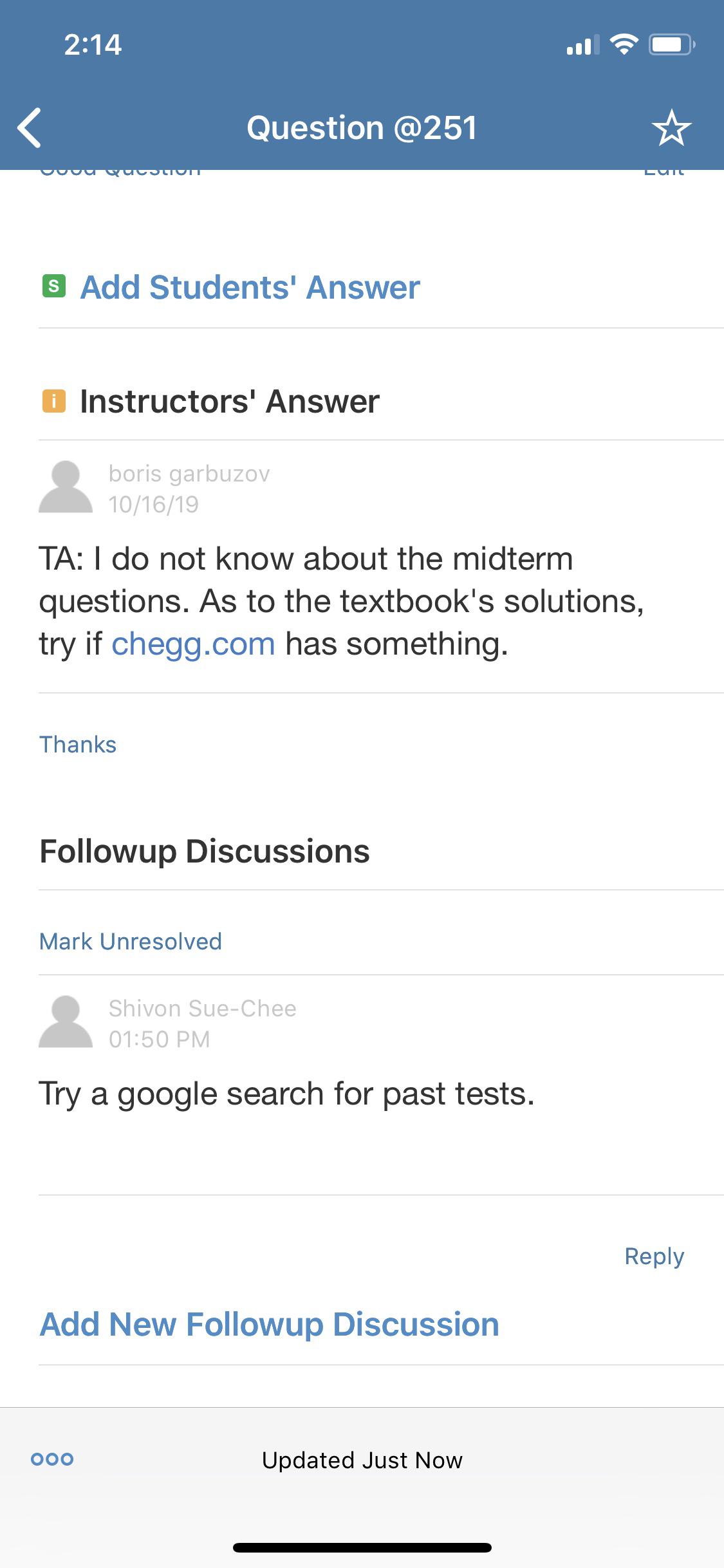 TA endorses people to use chegg and Prof encourages people to google