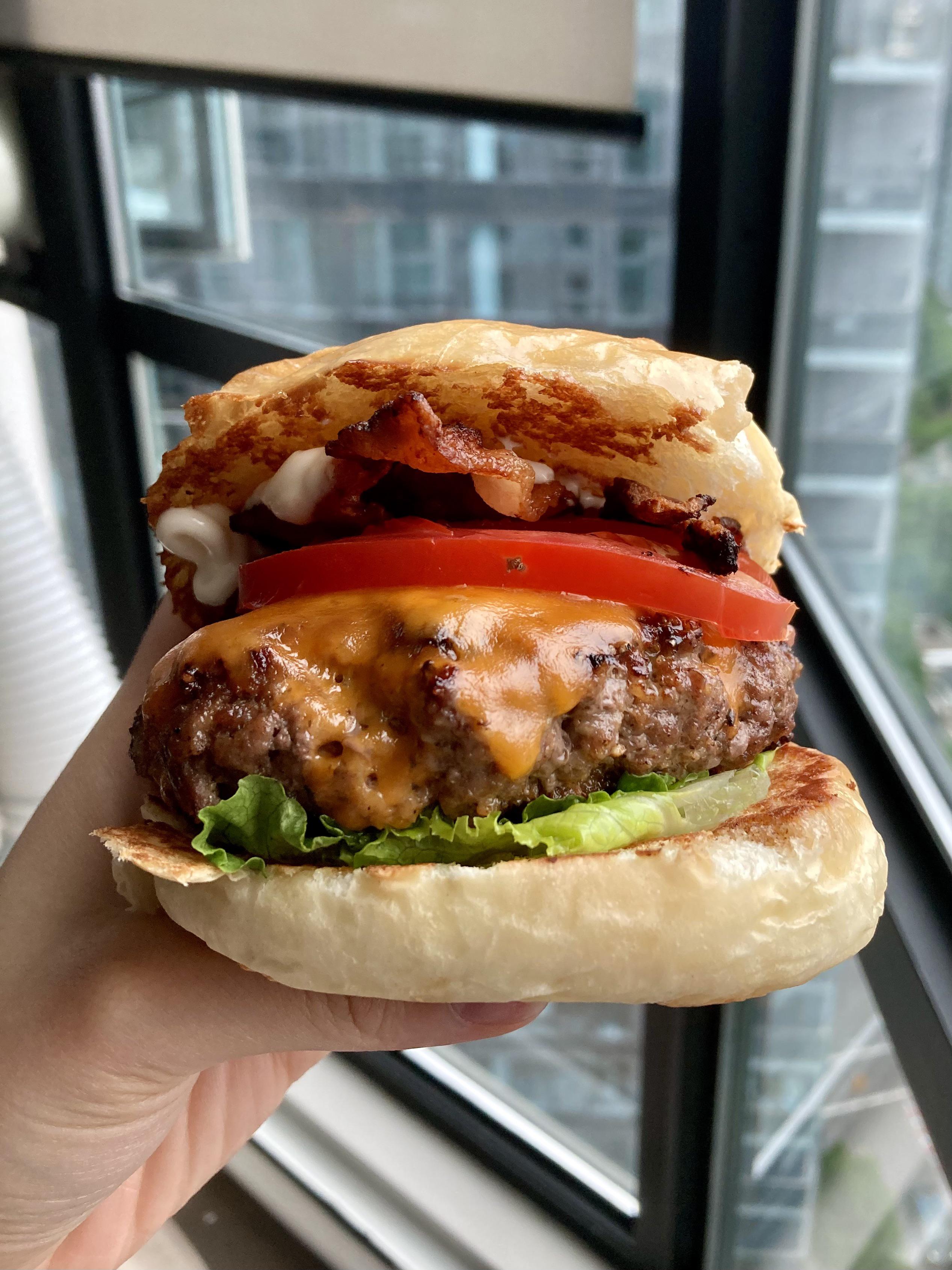 Big boy burger with homemade japanese milk buns. These buns are a gamechanger. r/FoodPorn