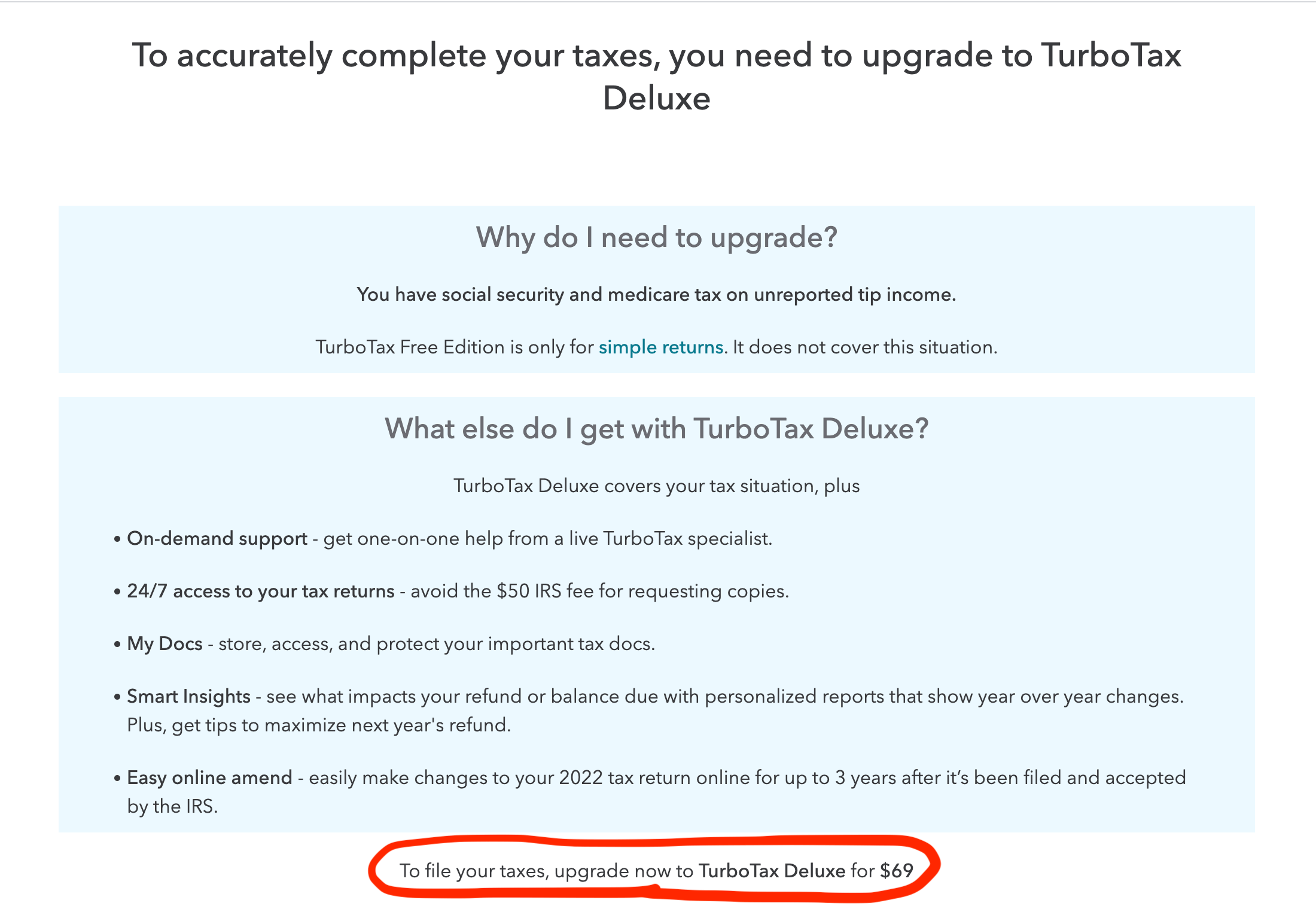 TurboTax waited until after I was completely finished filing to spring