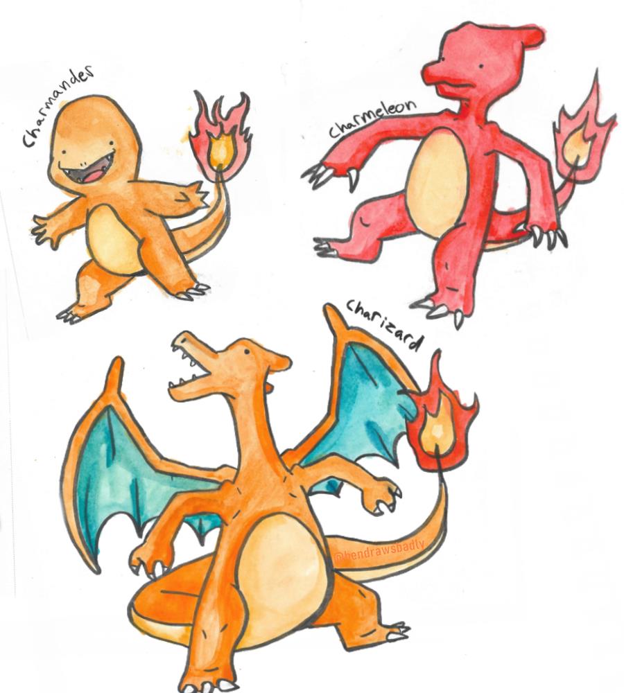 charmander evolution in my own style r/pokemon
