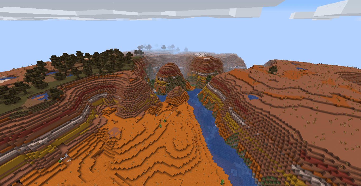 Giant Badlands biome at the spawn Seed 4457327544788501929 r
