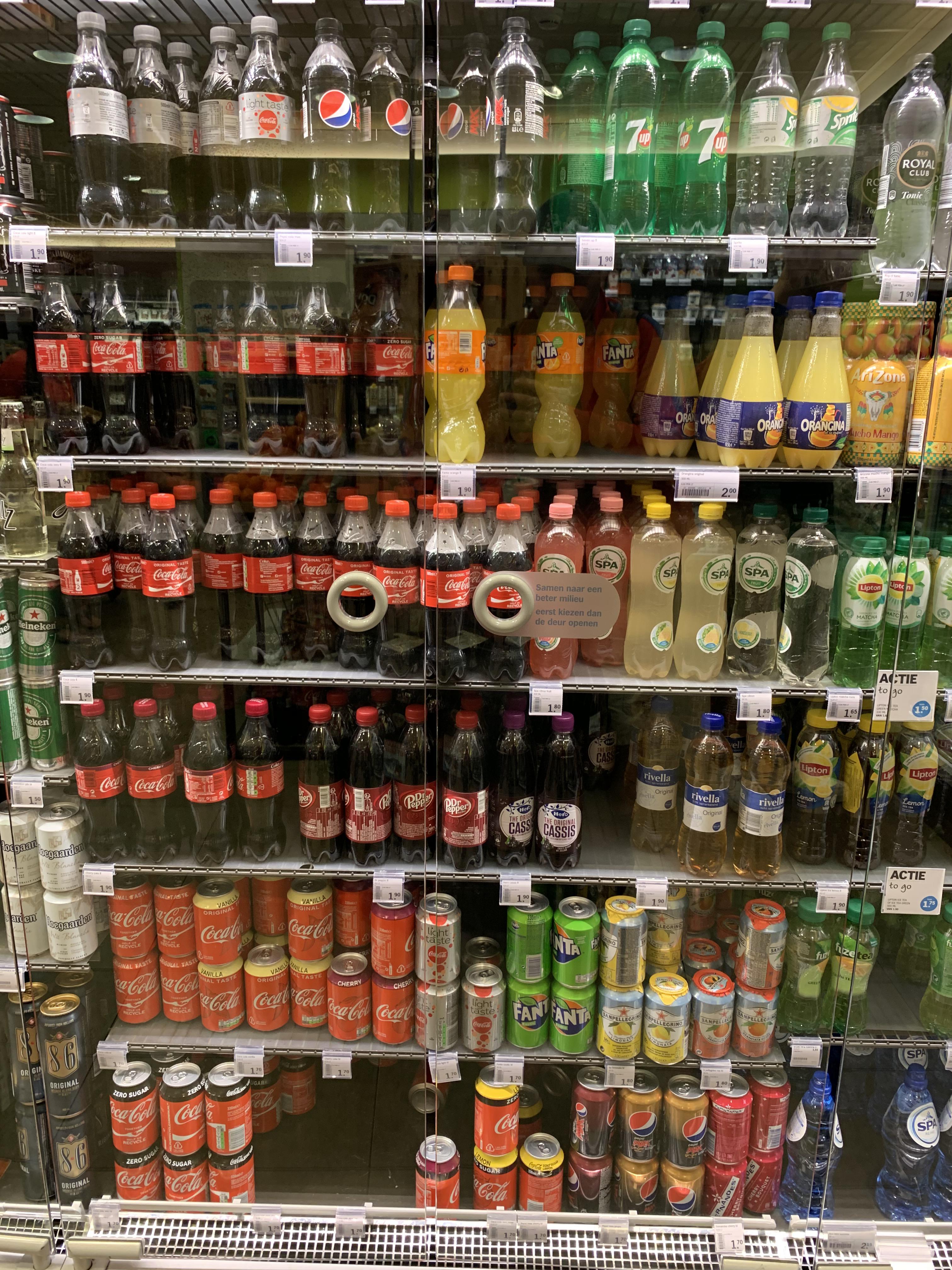 Soda selection at Amsterdam Schiphol Airport presecurity r