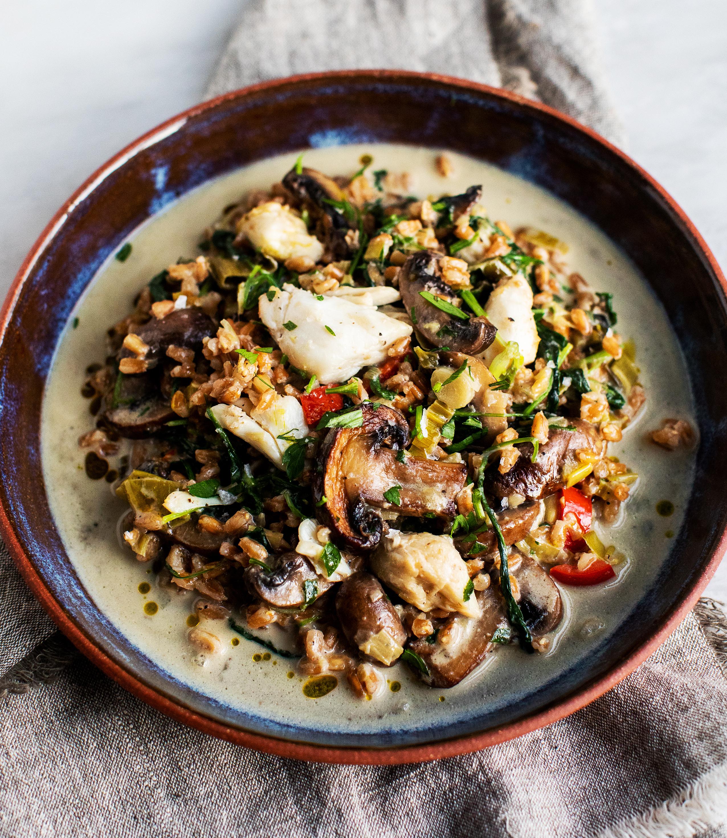 Creamy Crab and Mushroom Farro r/recipes