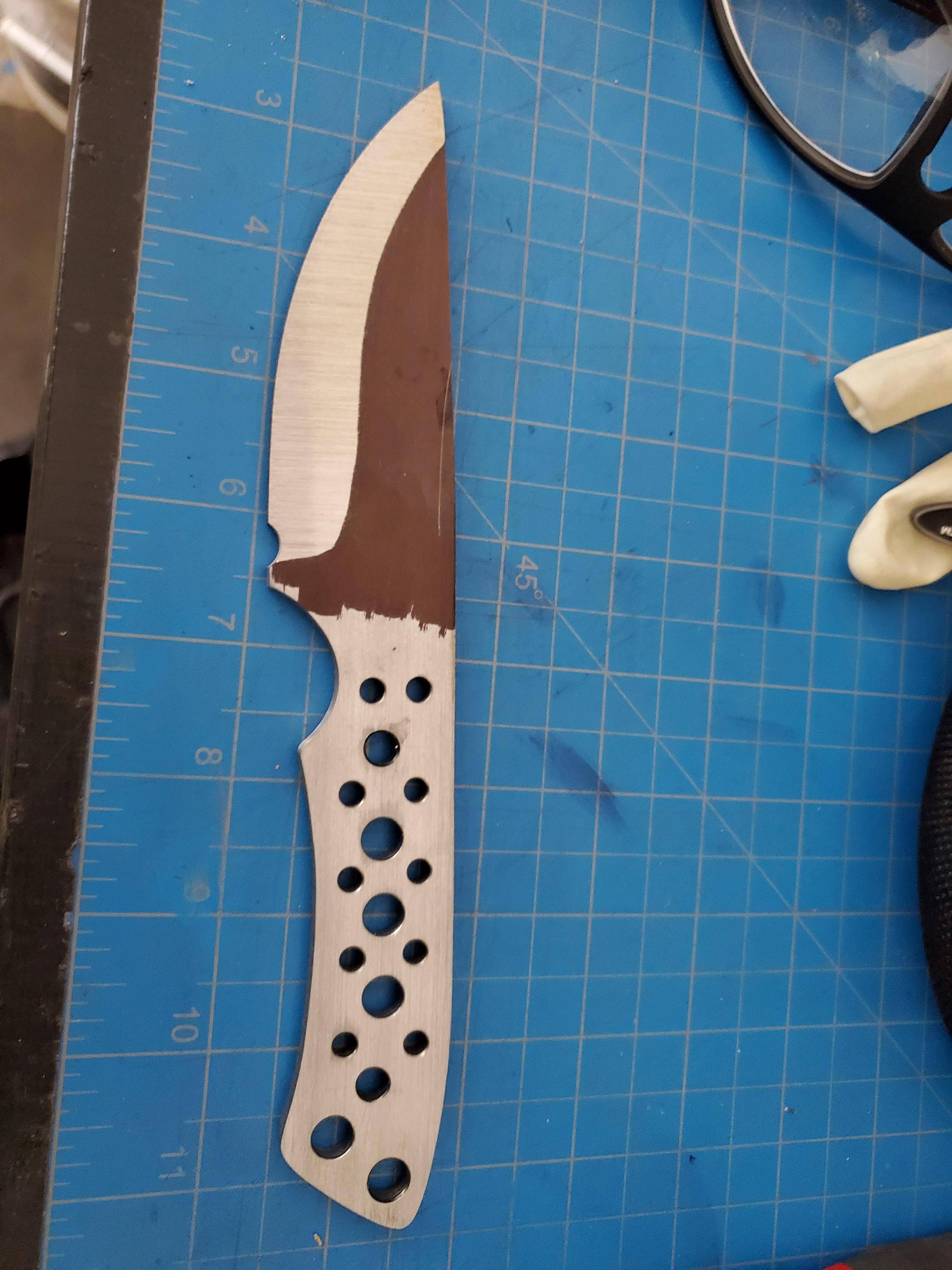 WIP. Largest knife I have started yet at about 9 inches overall. 3/16